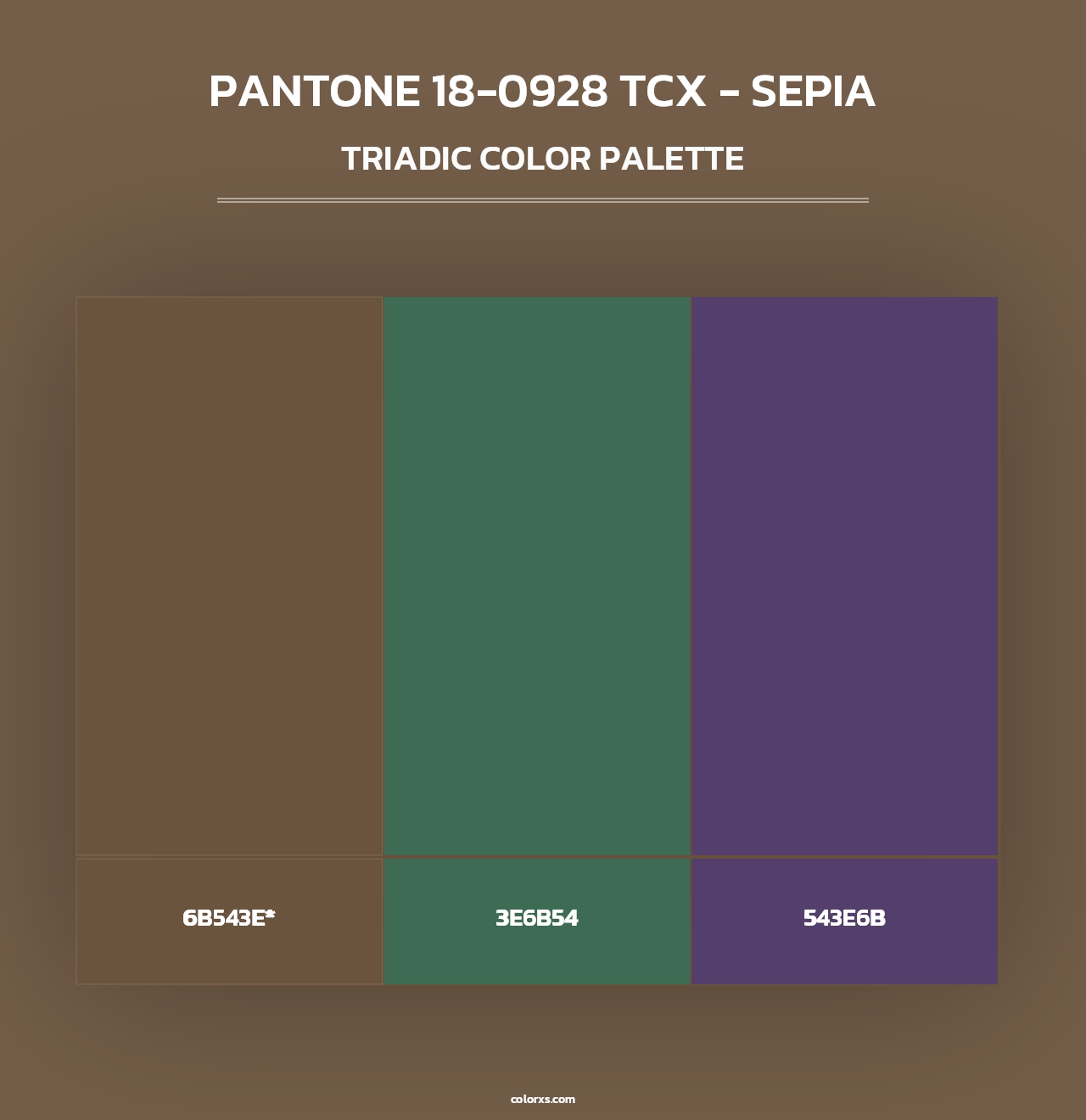 PANTONE 18-0928 TCX - Sepia - Triadic Color Palette