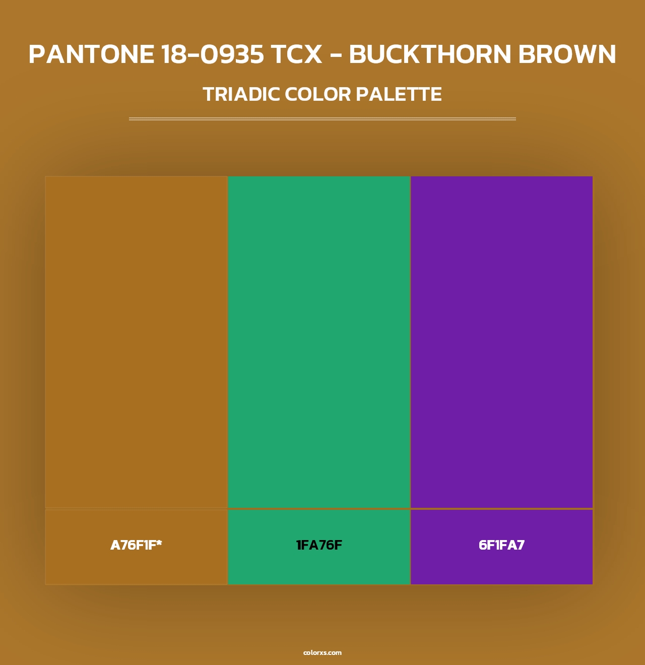 PANTONE 18-0935 TCX - Buckthorn Brown - Triadic Color Palette
