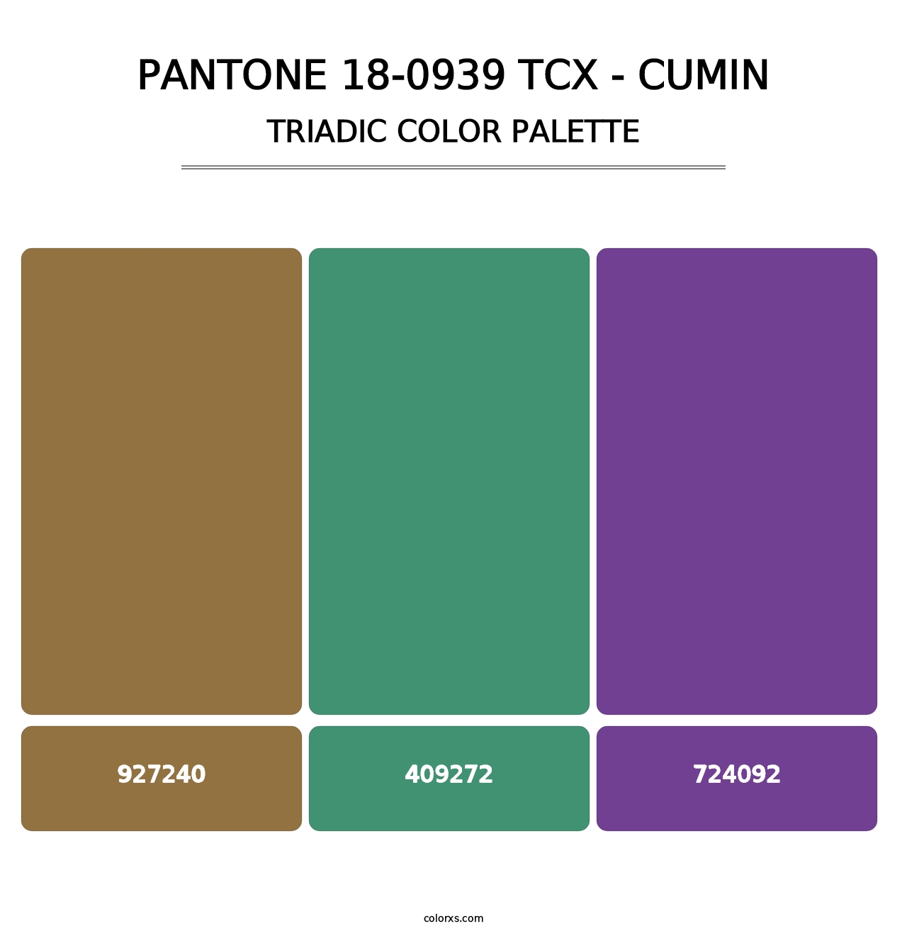 PANTONE 18-0939 TCX - Cumin - Triadic Color Palette