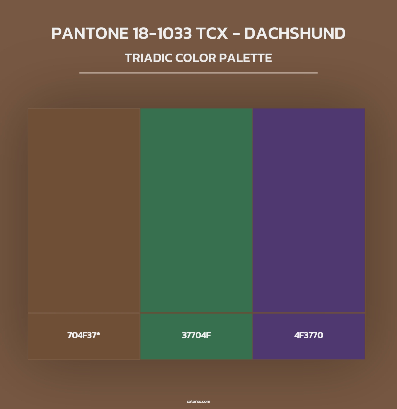 PANTONE 18-1033 TCX - Dachshund - Triadic Color Palette