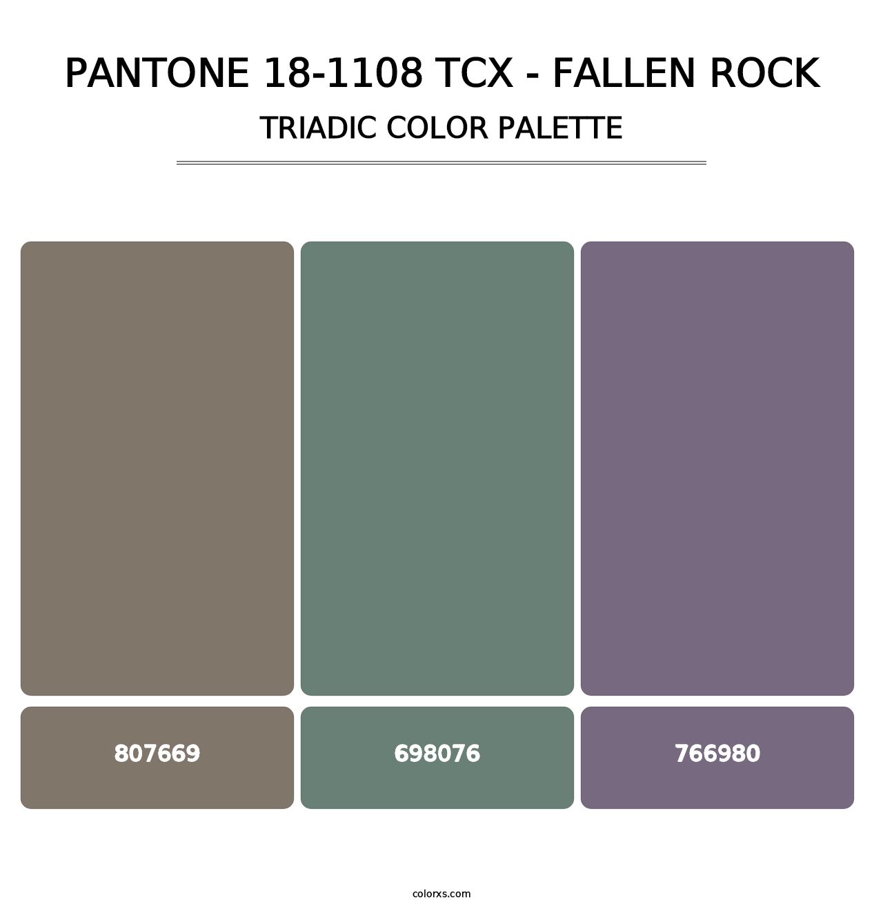 PANTONE 18-1108 TCX - Fallen Rock - Triadic Color Palette
