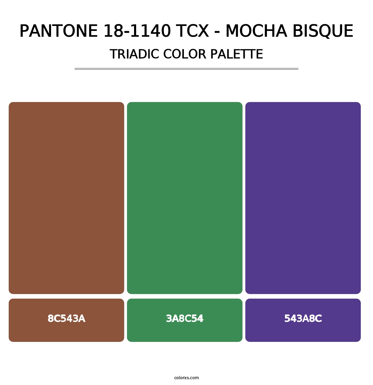 PANTONE 18-1140 TCX - Mocha Bisque - Triadic Color Palette