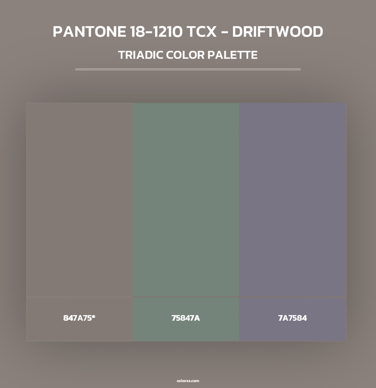 PANTONE 18-1210 TCX - Driftwood - Triadic Color Palette