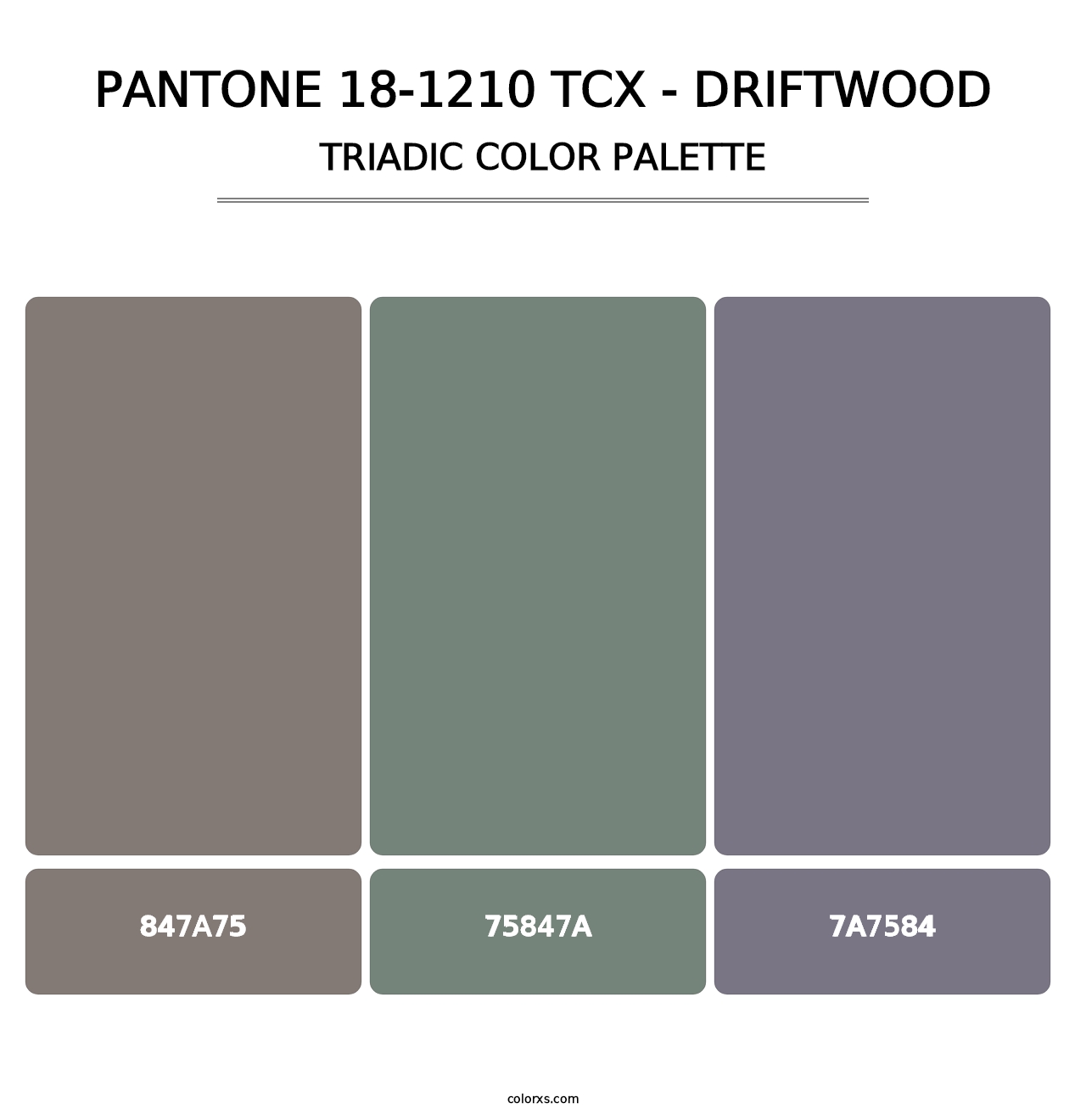 PANTONE 18-1210 TCX - Driftwood - Triadic Color Palette