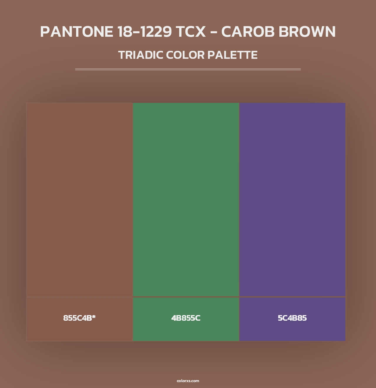 PANTONE 18-1229 TCX - Carob Brown - Triadic Color Palette