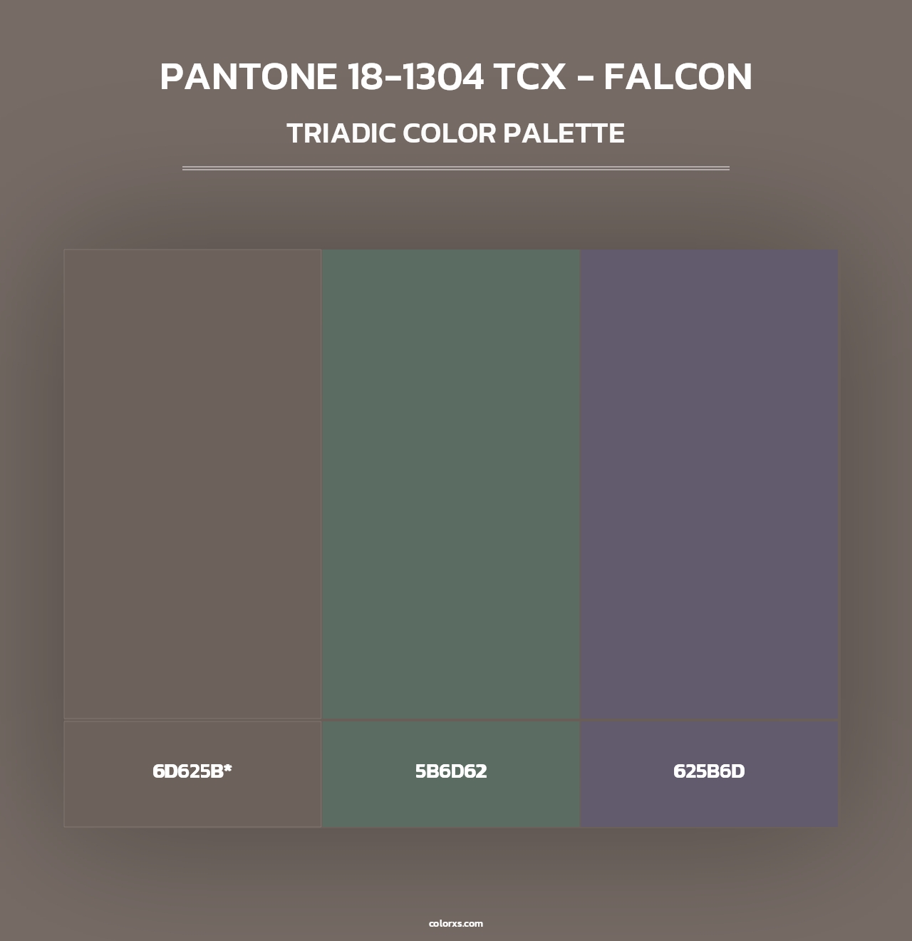 PANTONE 18-1304 TCX - Falcon - Triadic Color Palette