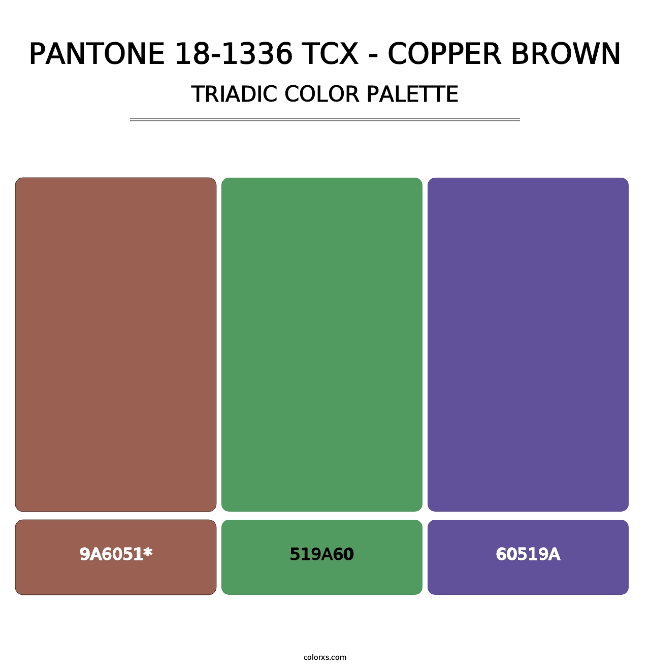 PANTONE 18-1336 TCX - Copper Brown - Triadic Color Palette