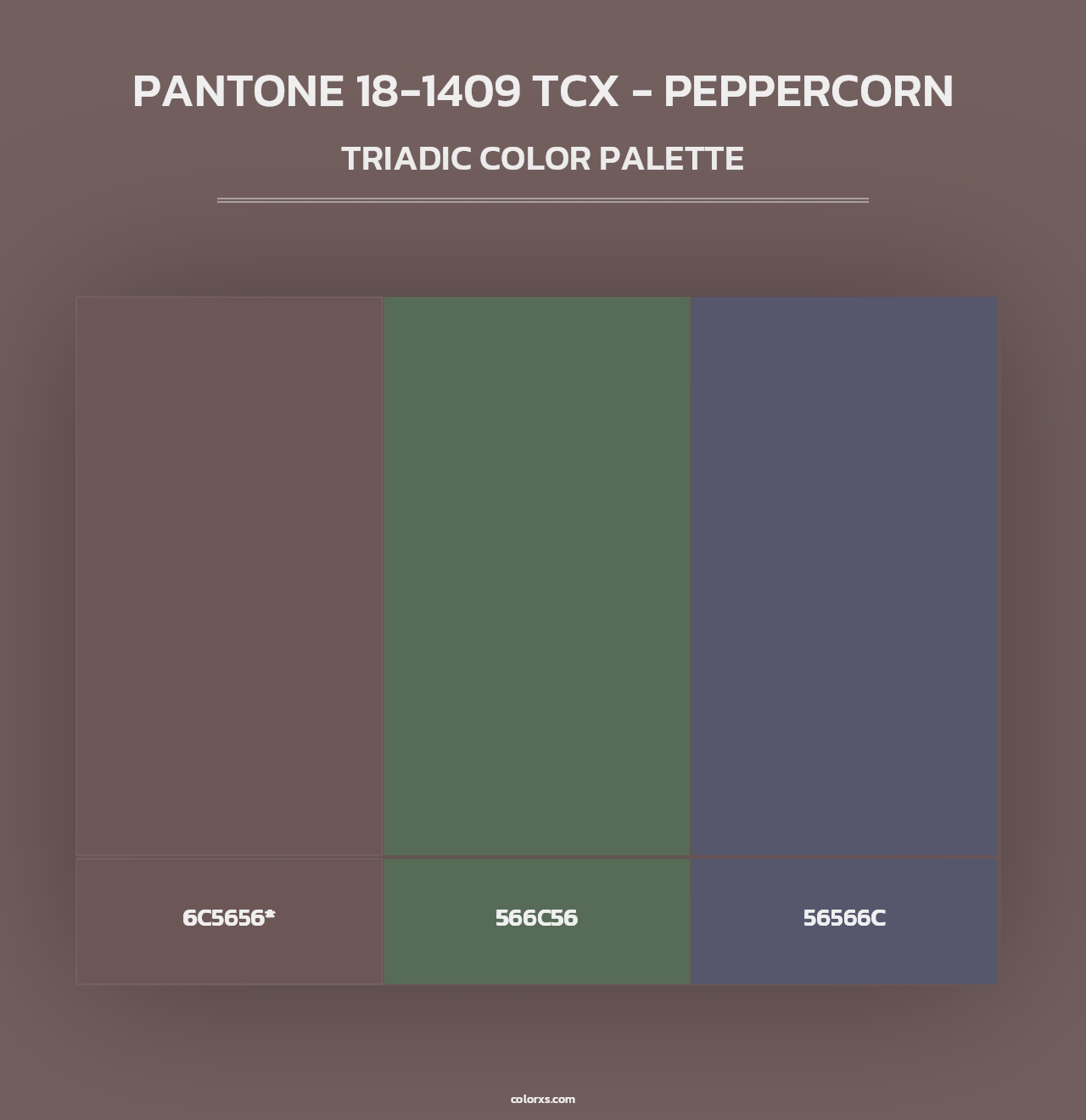 PANTONE 18-1409 TCX - Peppercorn - Triadic Color Palette