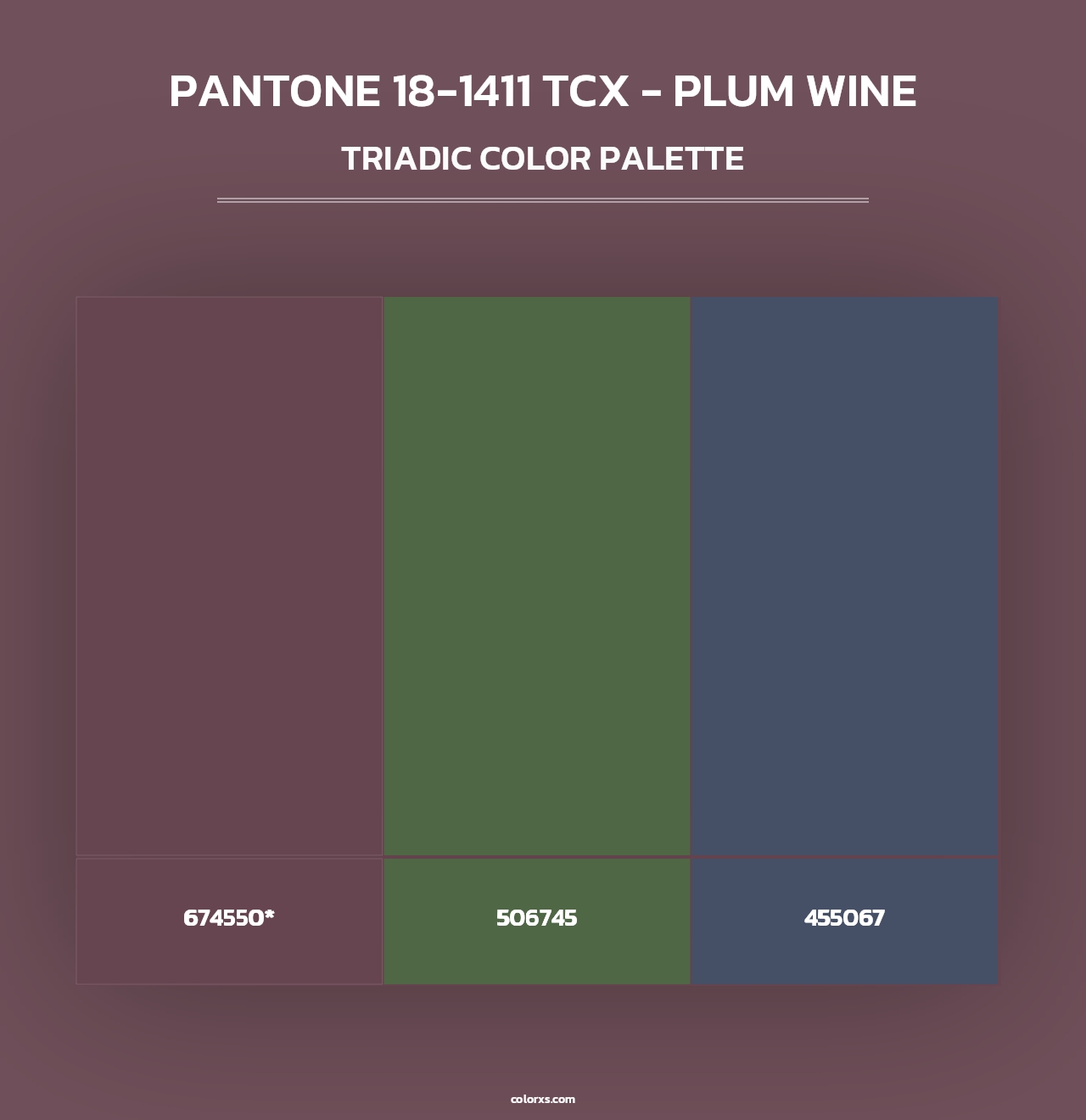 PANTONE 18-1411 TCX - Plum Wine - Triadic Color Palette