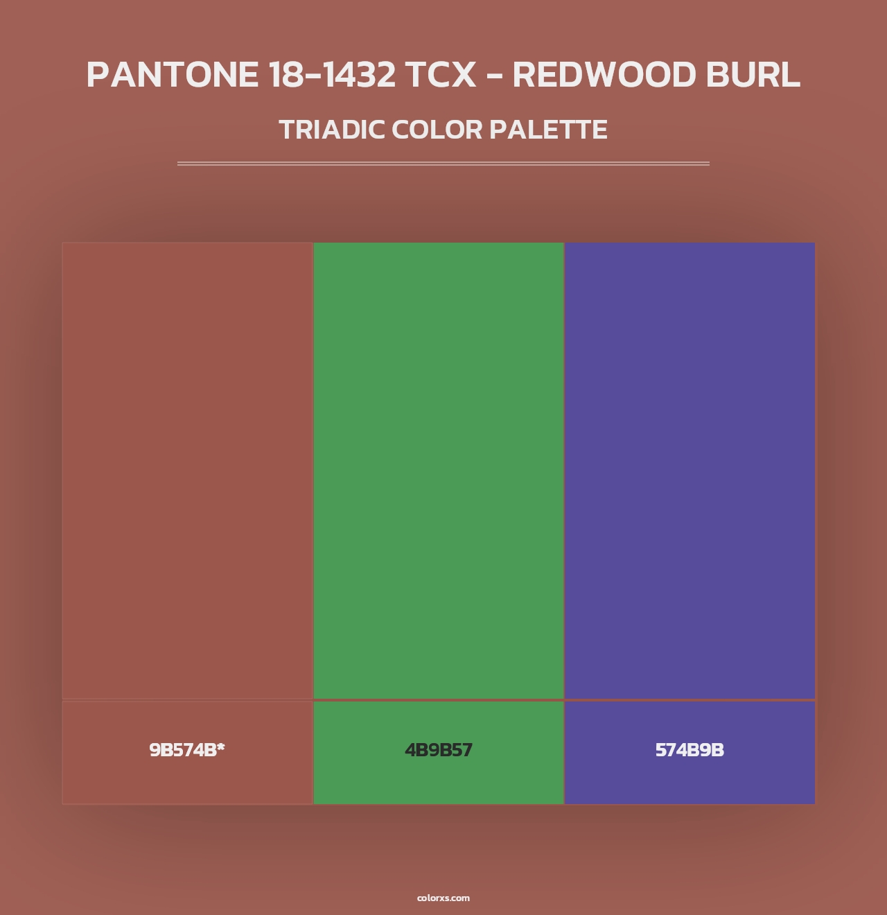 PANTONE 18-1432 TCX - Redwood Burl - Triadic Color Palette