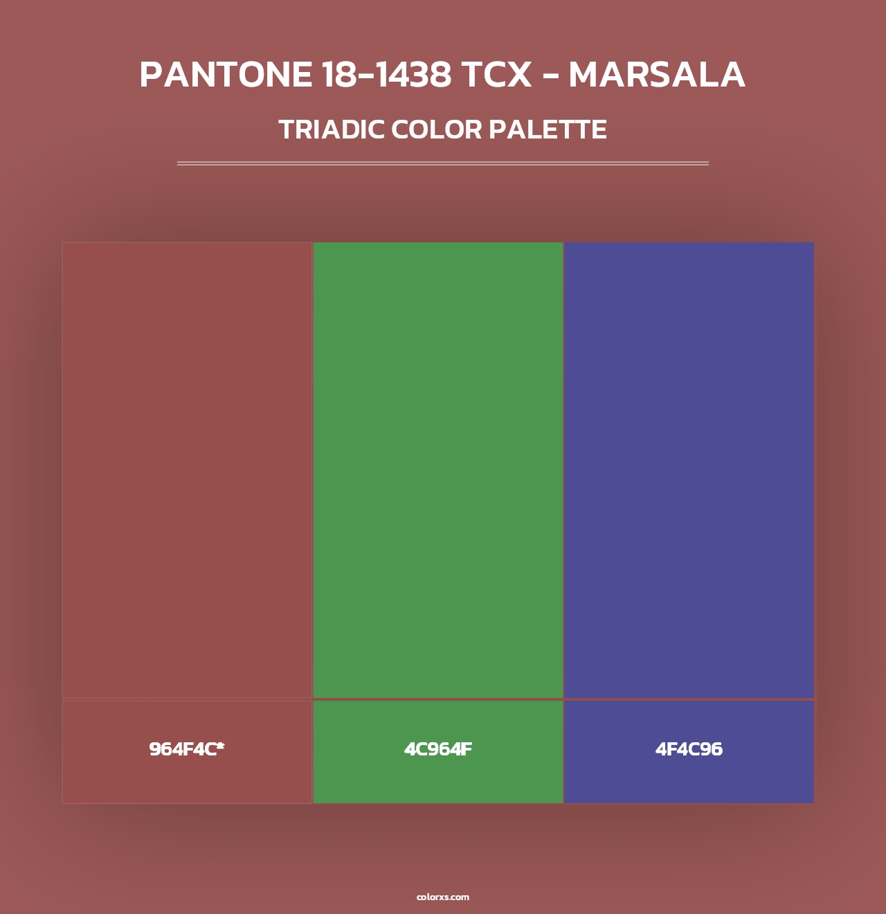 PANTONE 18-1438 TCX - Marsala - Triadic Color Palette