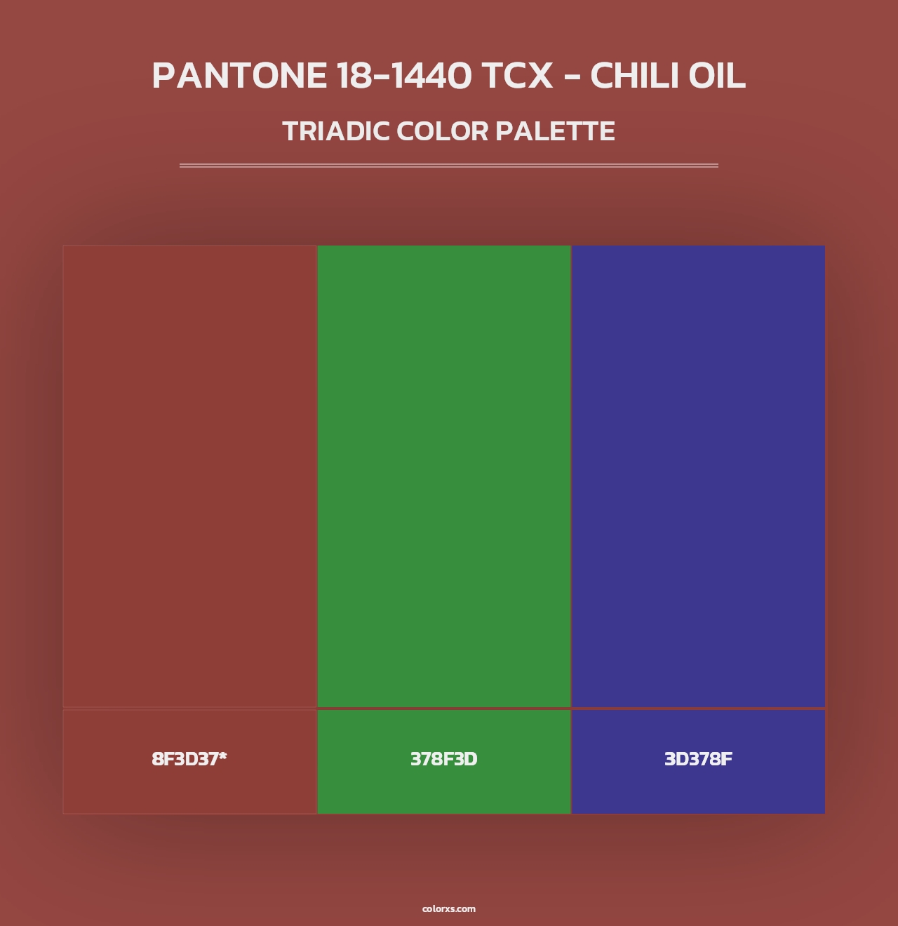 PANTONE 18-1440 TCX - Chili Oil - Triadic Color Palette