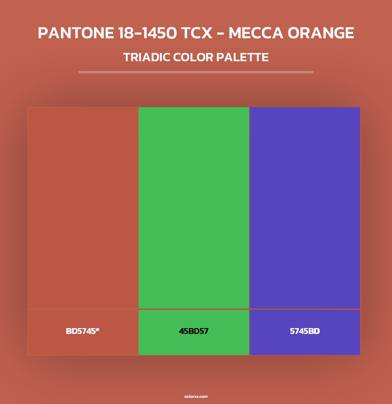 PANTONE 18-1450 TCX - Mecca Orange - Triadic Color Palette
