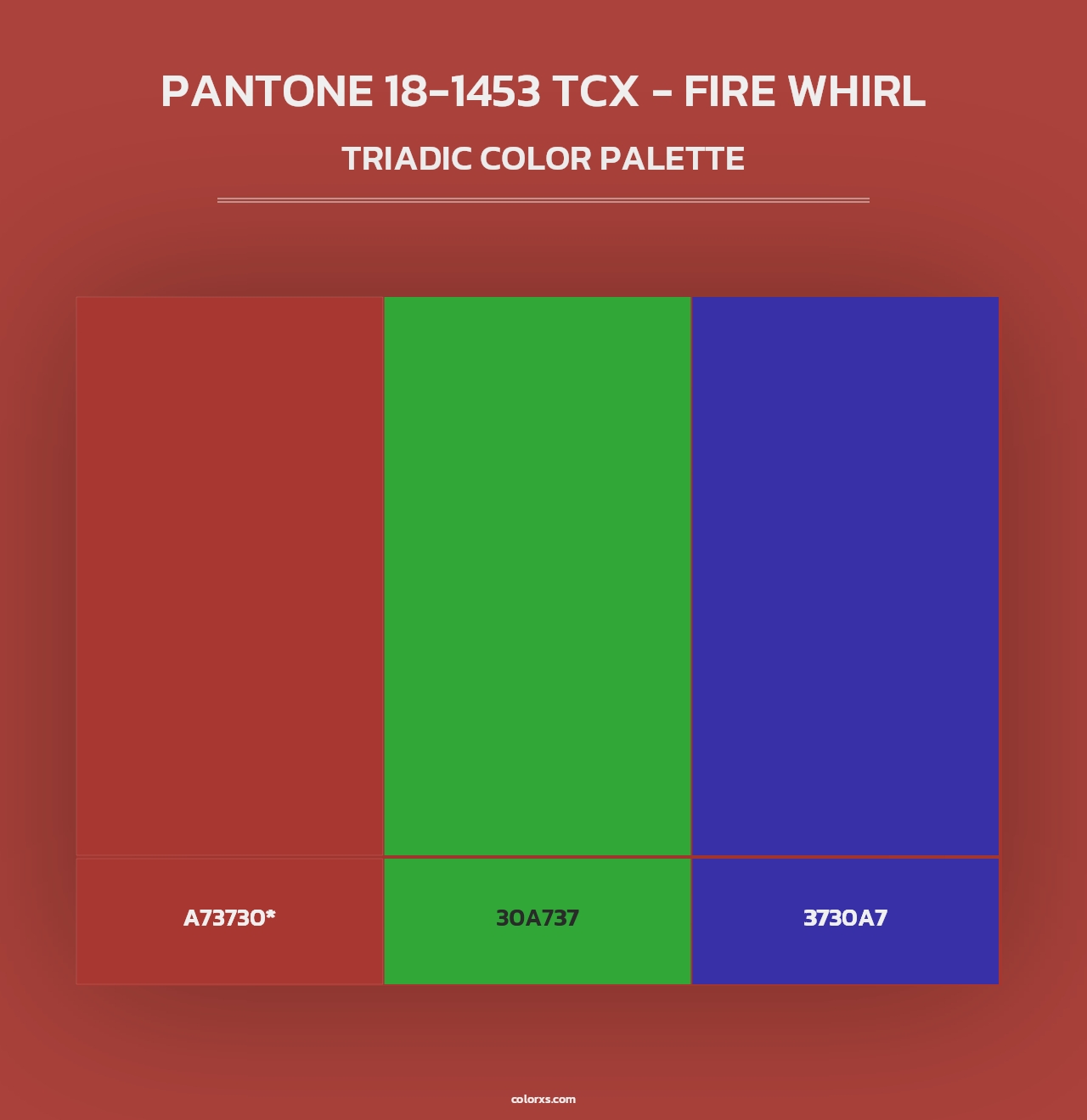 PANTONE 18-1453 TCX - Fire Whirl - Triadic Color Palette