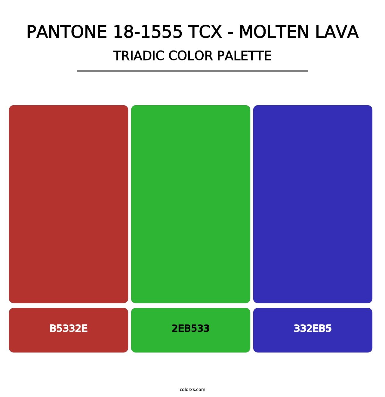 PANTONE 18-1555 TCX - Molten Lava - Triadic Color Palette