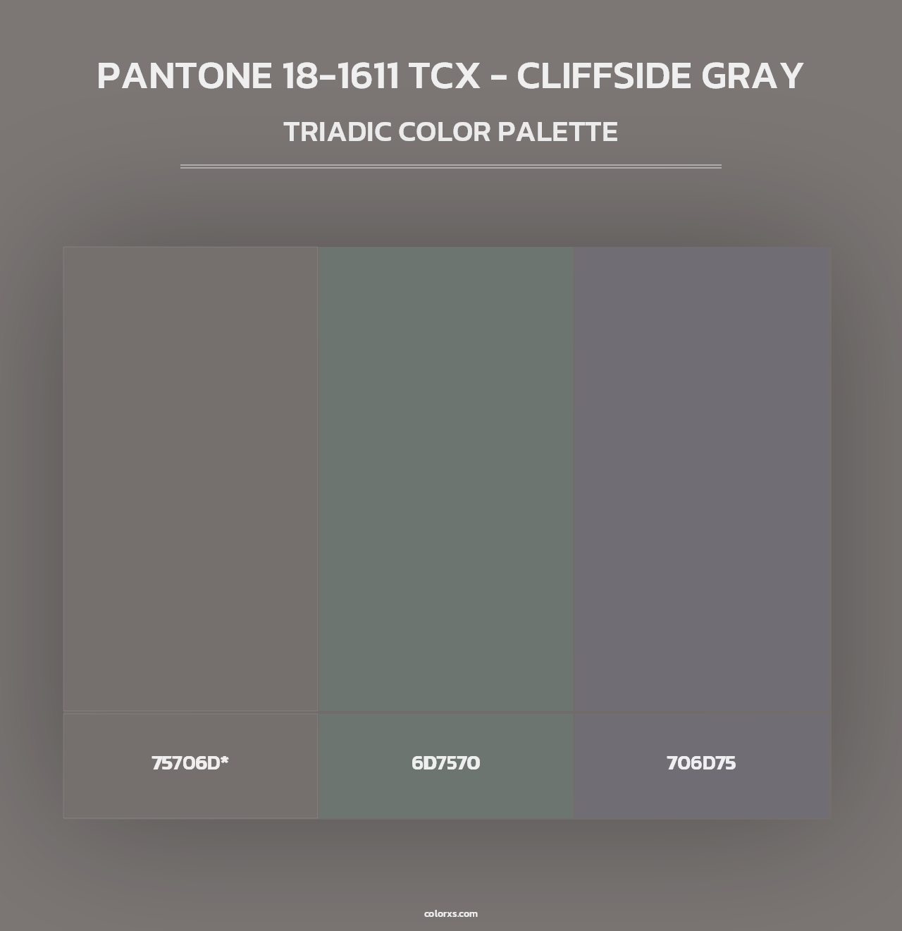 PANTONE 18-1611 TCX - Cliffside Gray - Triadic Color Palette