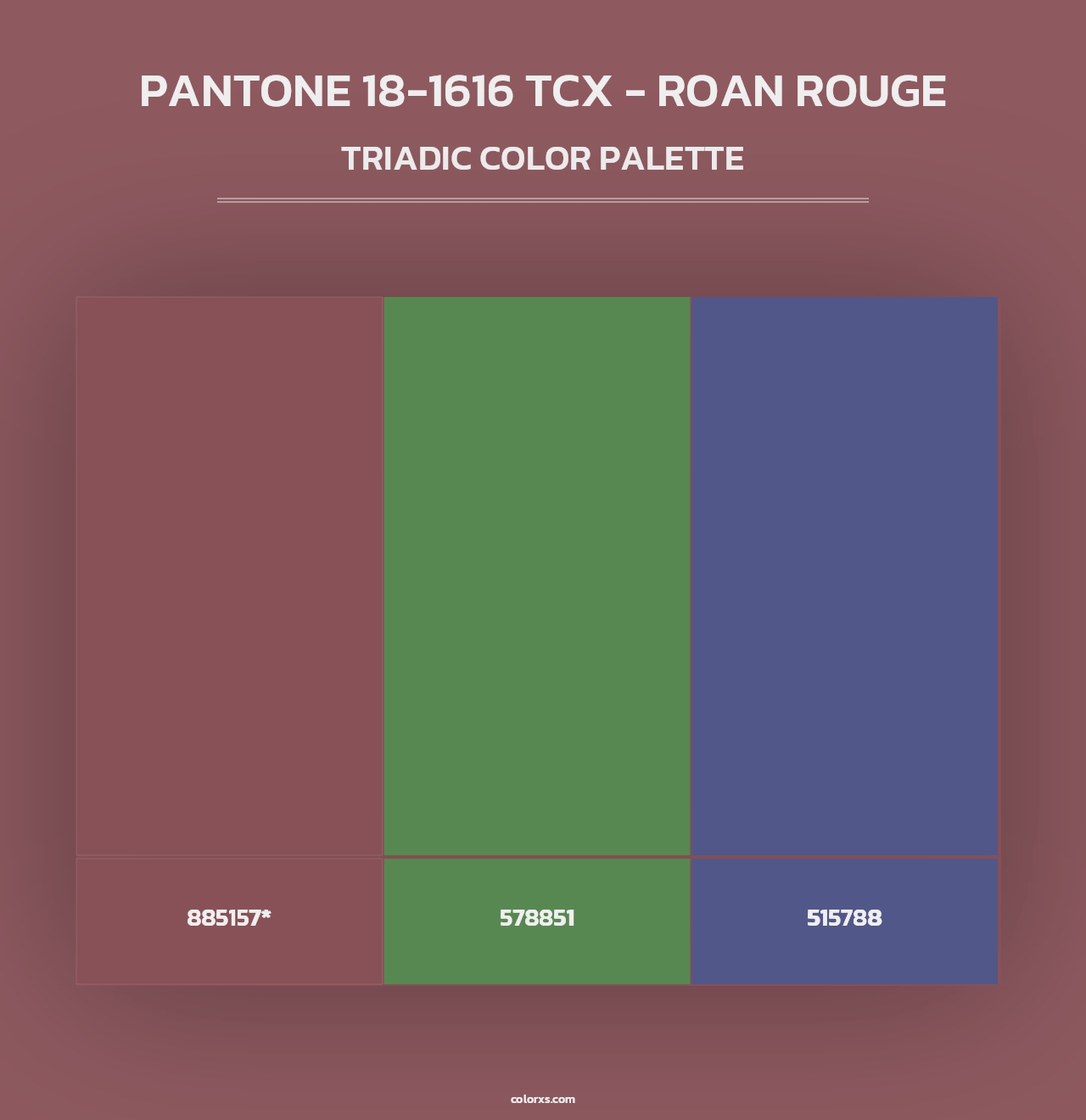 PANTONE 18-1616 TCX - Roan Rouge - Triadic Color Palette