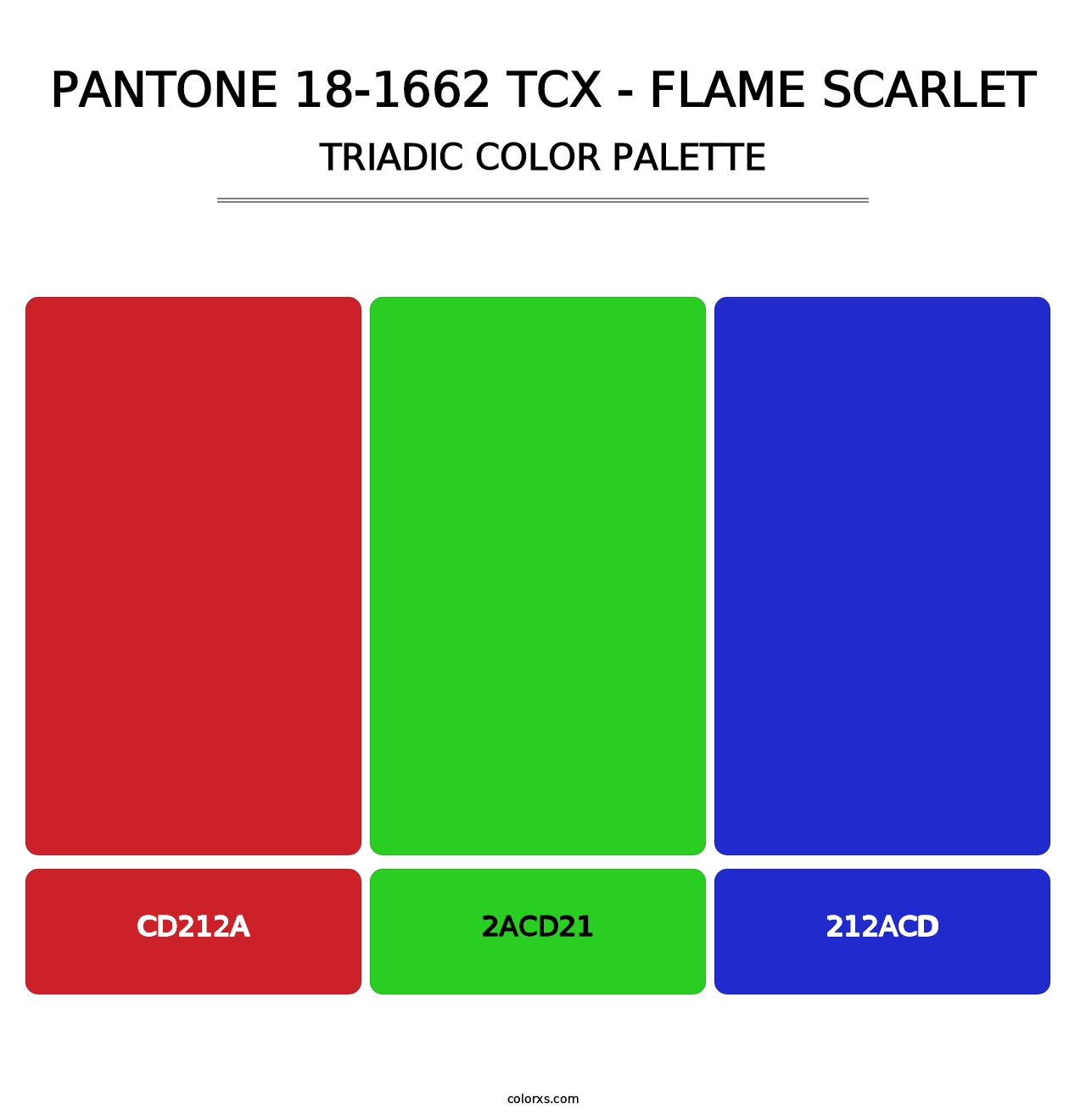 PANTONE 18-1662 TCX - Flame Scarlet - Triadic Color Palette