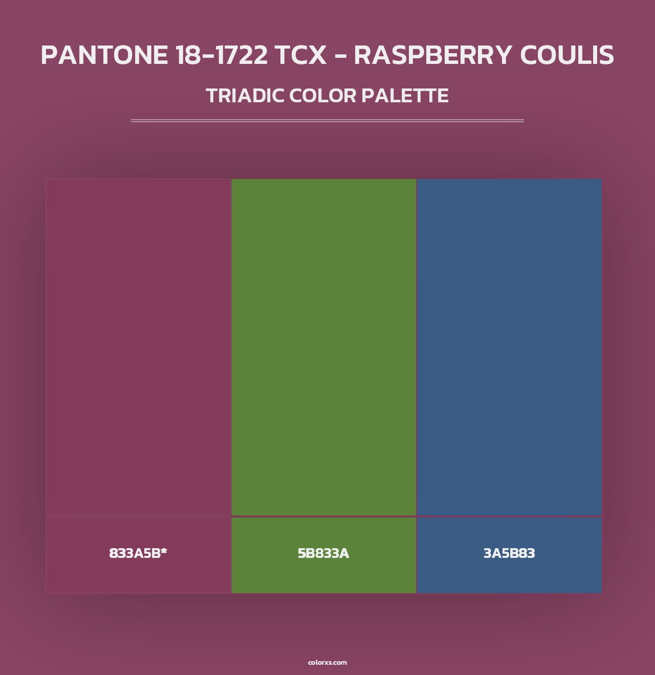 PANTONE 18-1722 TCX - Raspberry Coulis - Triadic Color Palette