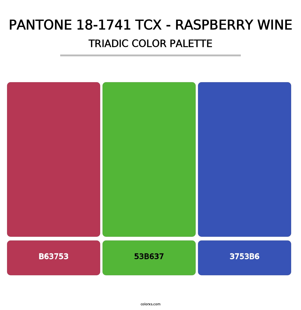 PANTONE 18-1741 TCX - Raspberry Wine - Triadic Color Palette