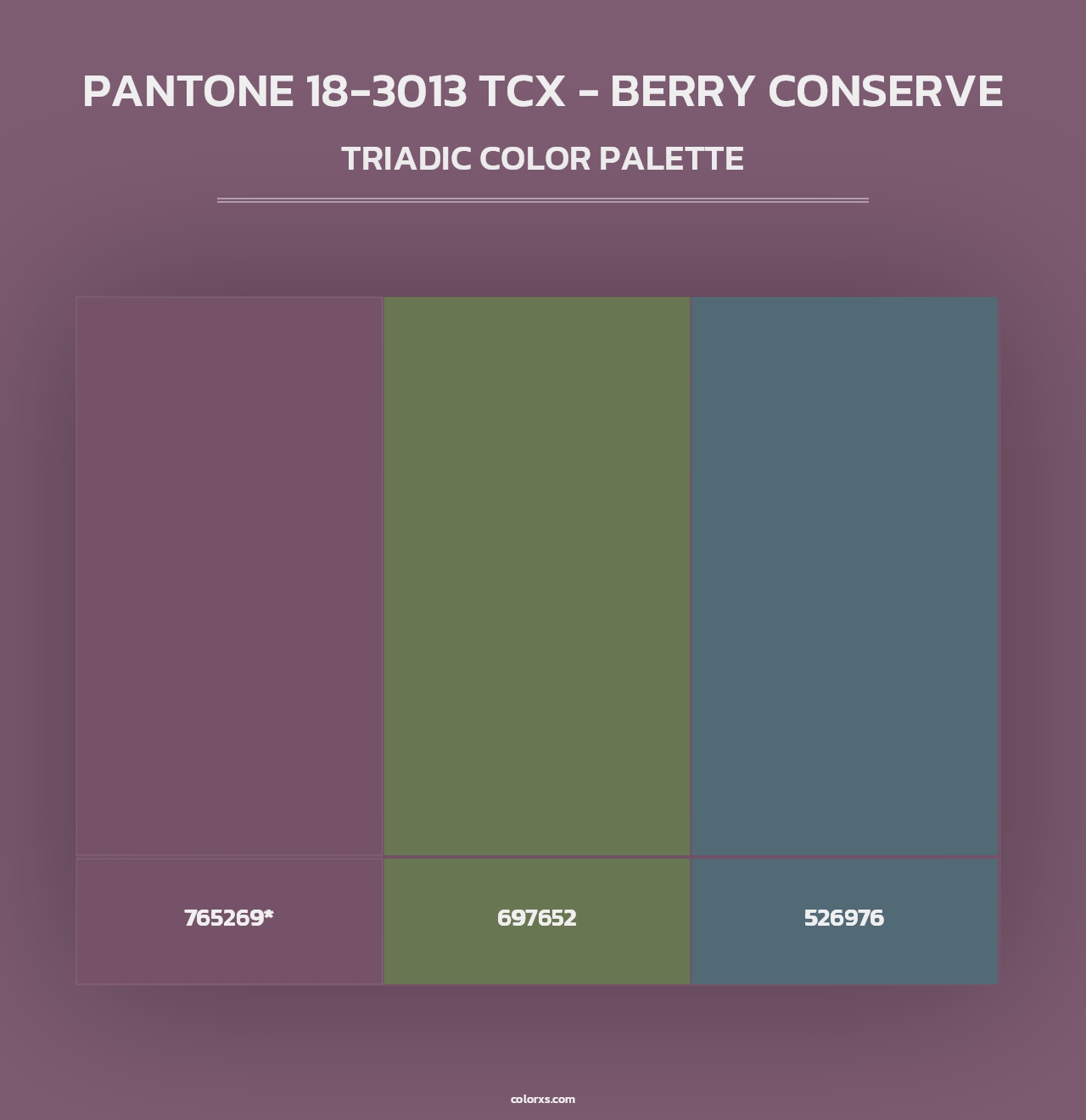 PANTONE 18-3013 TCX - Berry Conserve - Triadic Color Palette