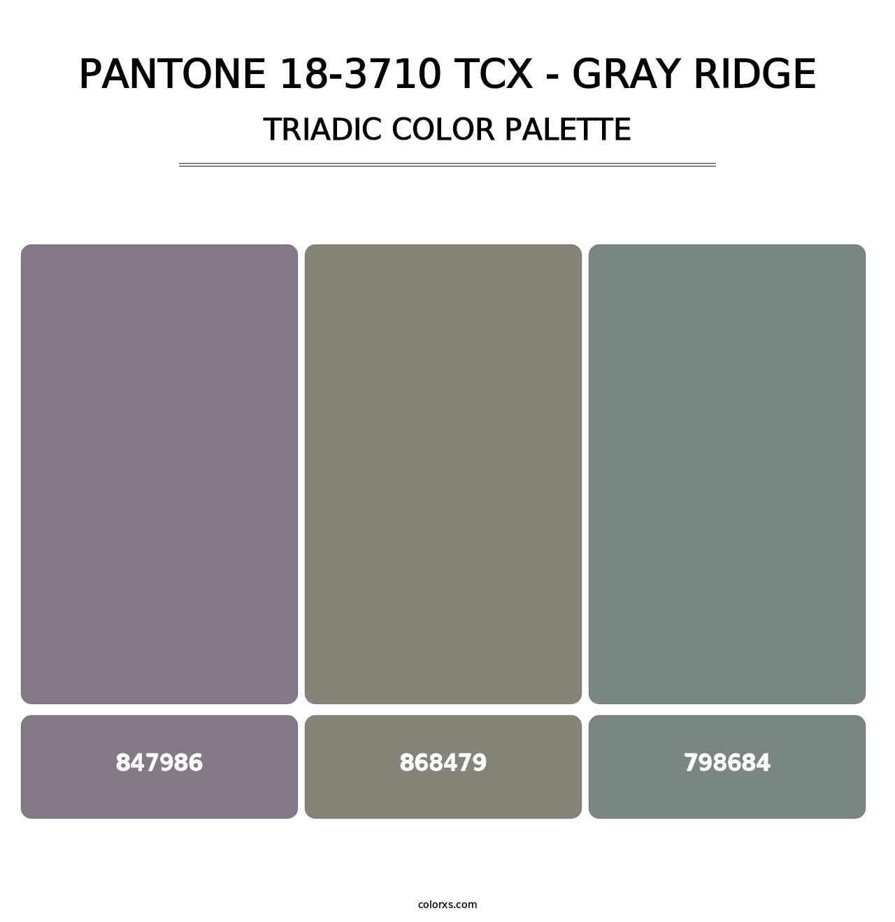 PANTONE 18-3710 TCX - Gray Ridge - Triadic Color Palette