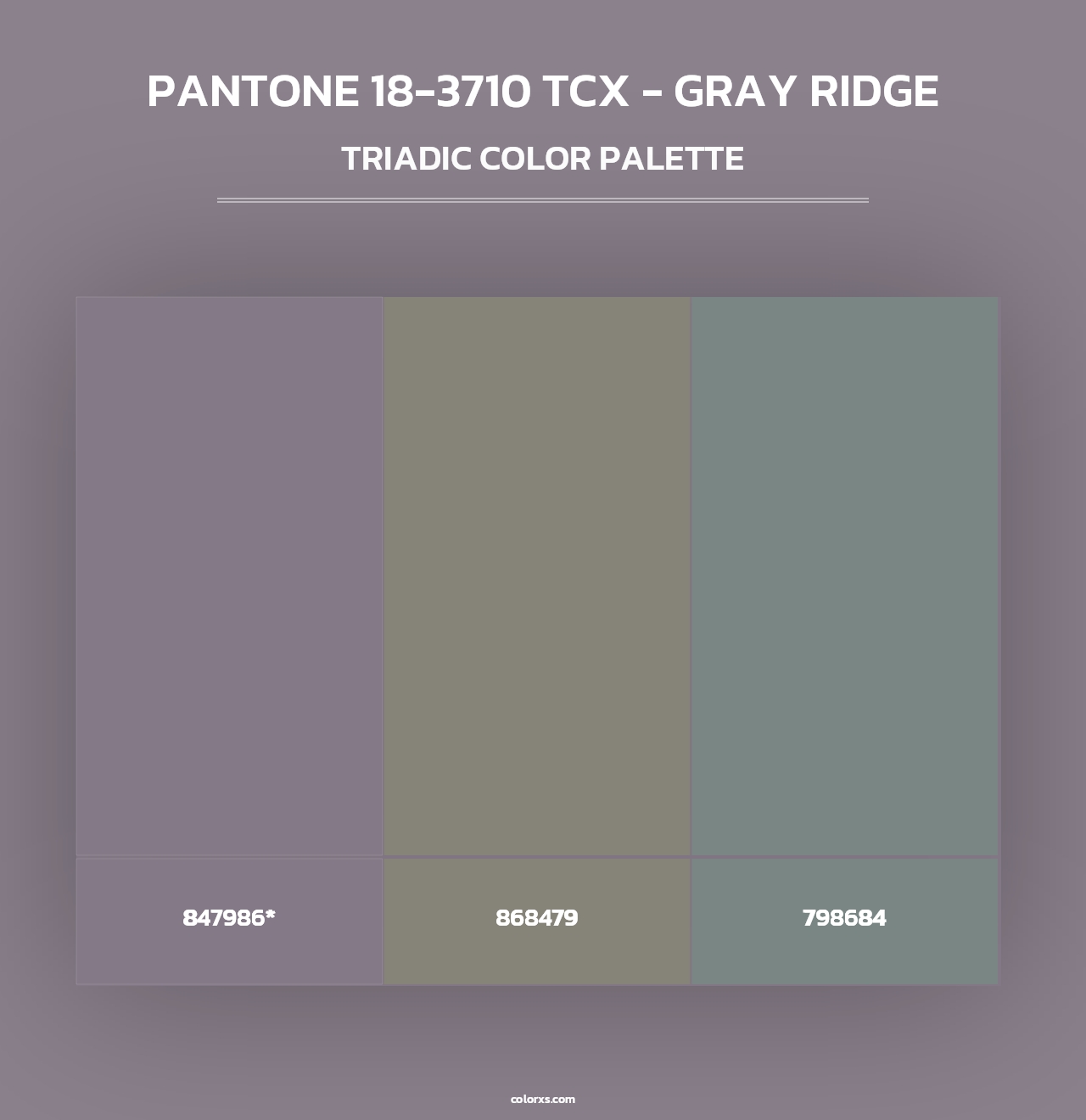 PANTONE 18-3710 TCX - Gray Ridge - Triadic Color Palette