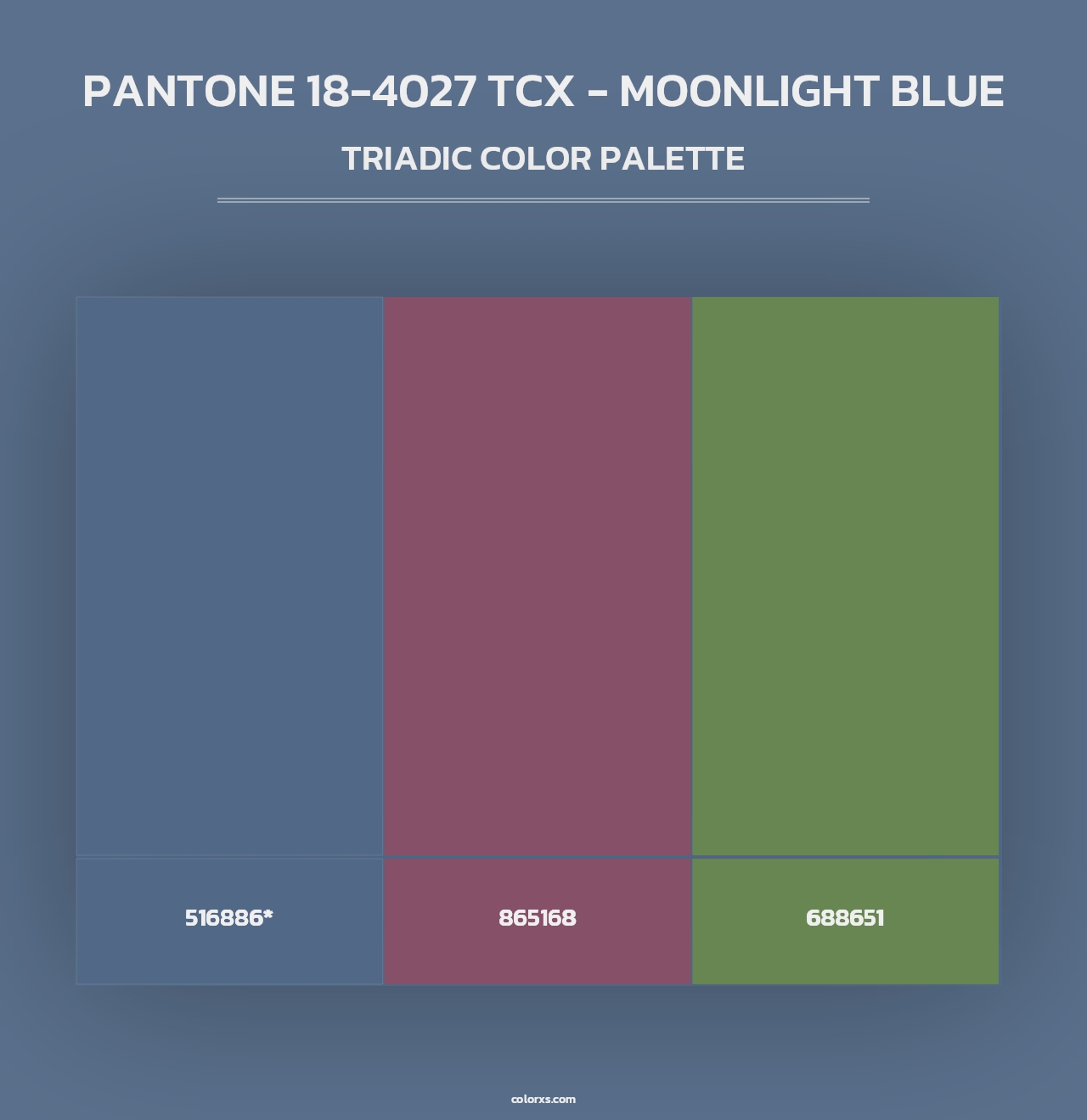 PANTONE 18-4027 TCX - Moonlight Blue - Triadic Color Palette