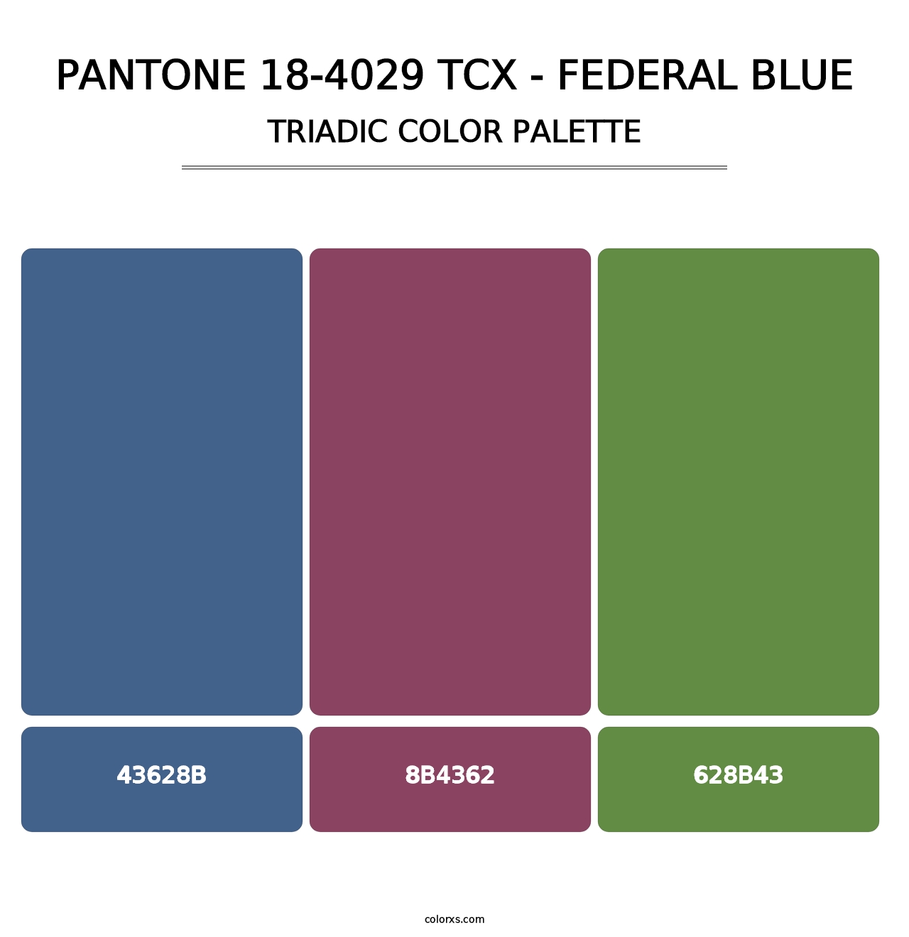 PANTONE 18-4029 TCX - Federal Blue - Triadic Color Palette