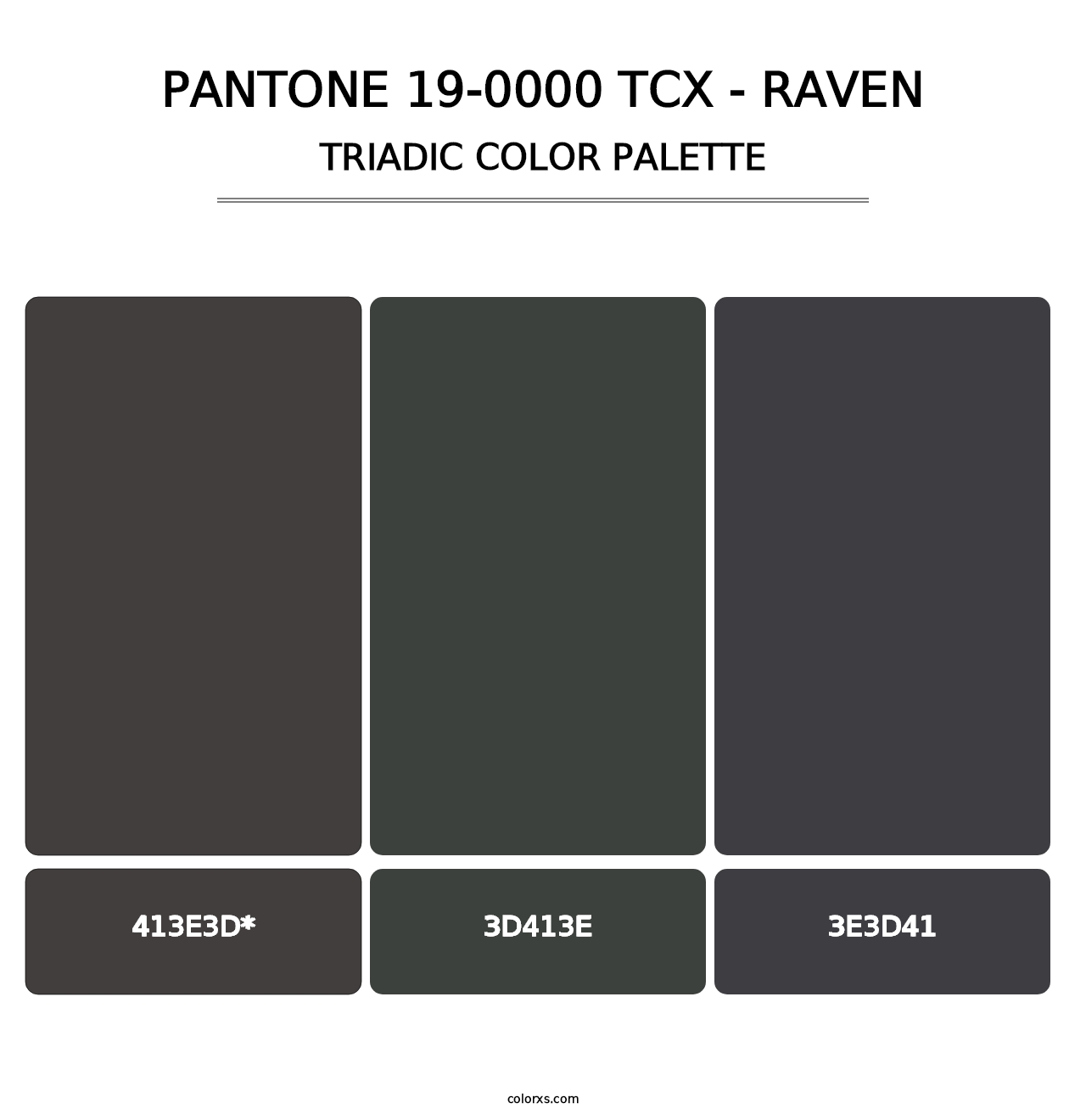PANTONE 19-0000 TCX - Raven - Triadic Color Palette
