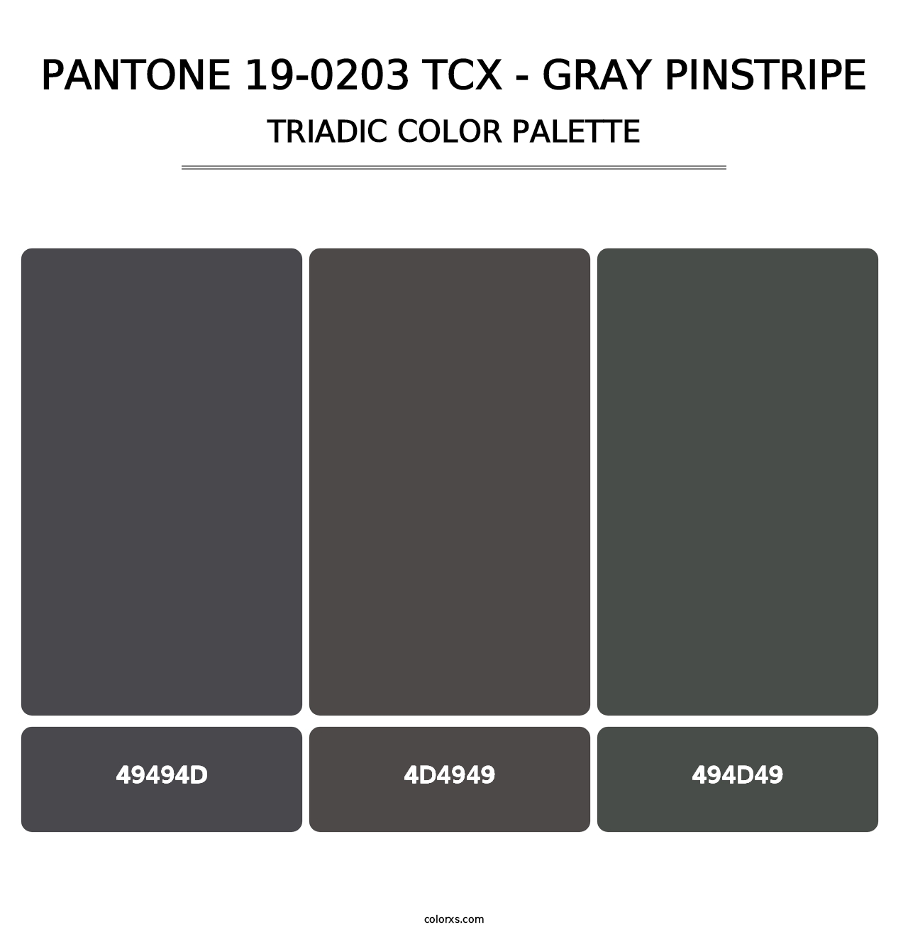PANTONE 19-0203 TCX - Gray Pinstripe - Triadic Color Palette