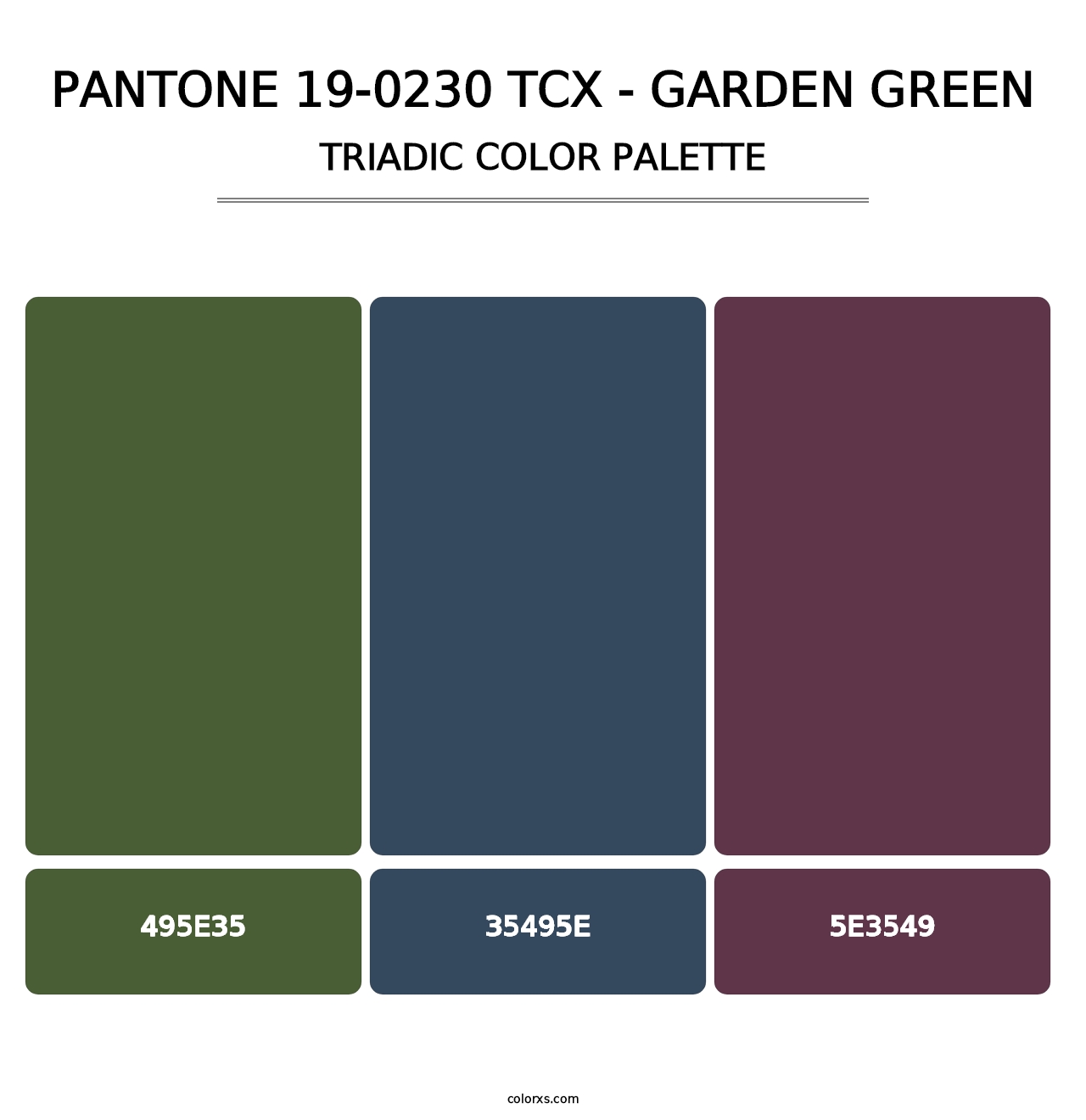 PANTONE 19-0230 TCX - Garden Green - Triadic Color Palette