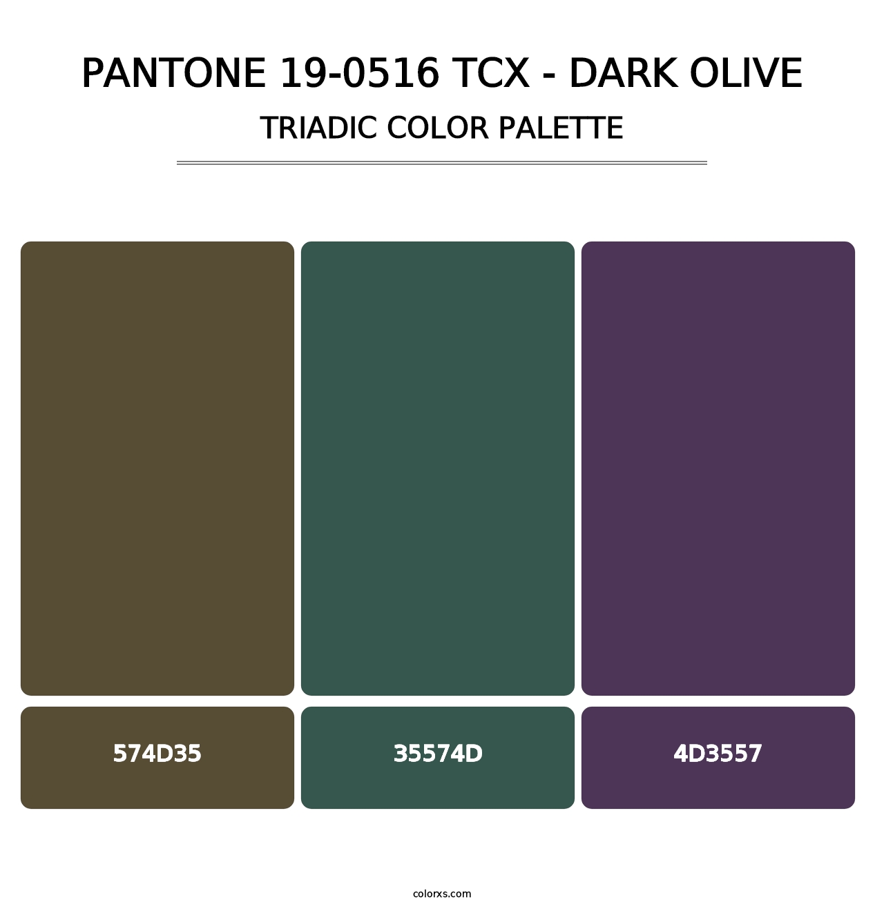PANTONE 19-0516 TCX - Dark Olive - Triadic Color Palette