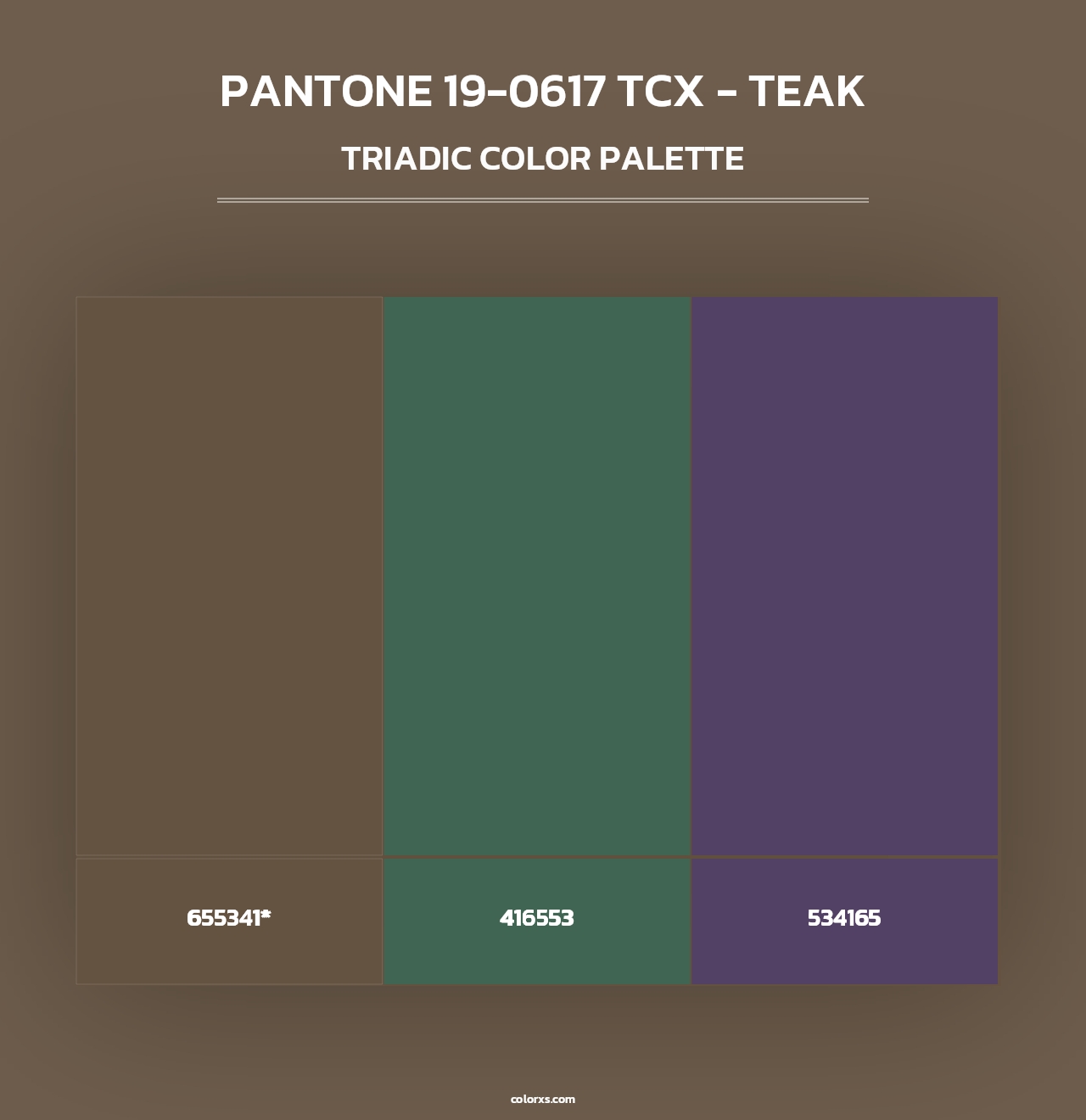 PANTONE 19-0617 TCX - Teak - Triadic Color Palette