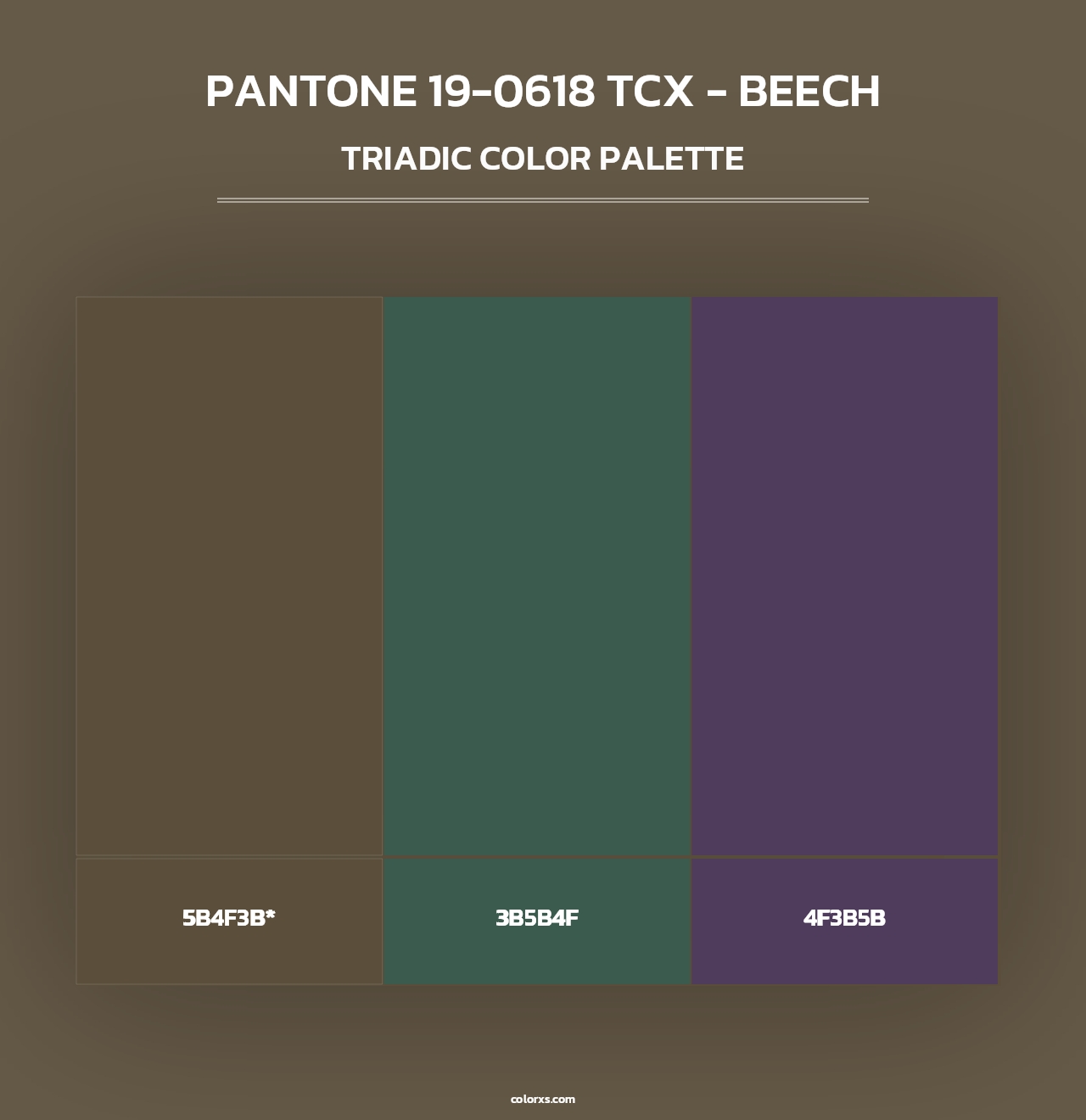 PANTONE 19-0618 TCX - Beech - Triadic Color Palette