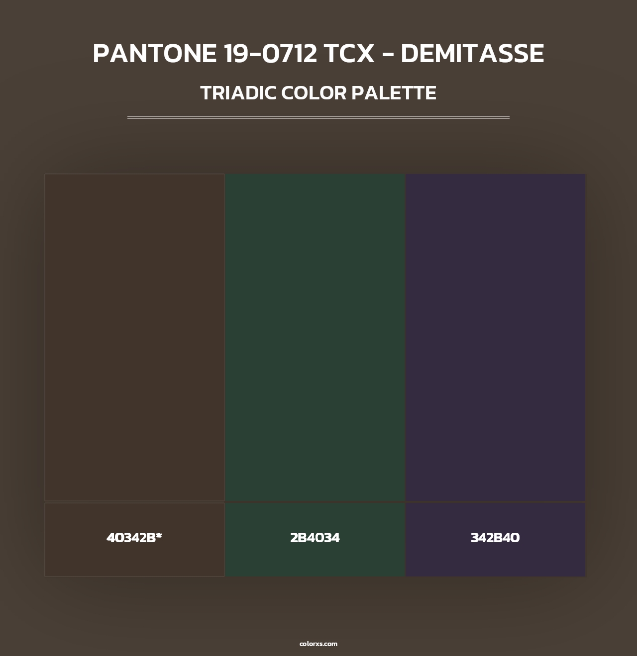 PANTONE 19-0712 TCX - Demitasse - Triadic Color Palette