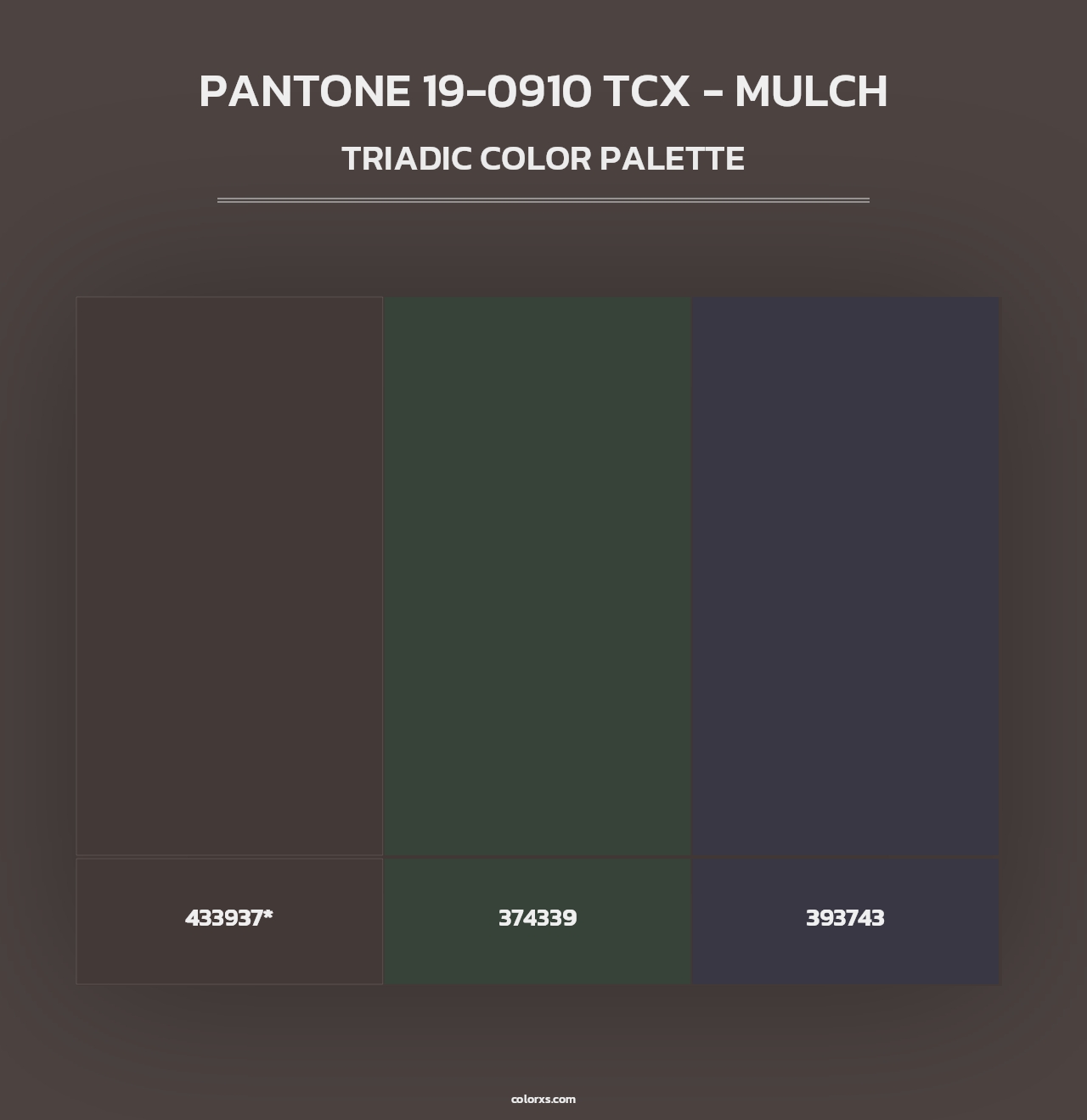 PANTONE 19-0910 TCX - Mulch - Triadic Color Palette