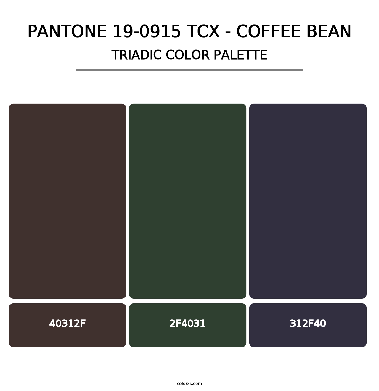 PANTONE 19-0915 TCX - Coffee Bean - Triadic Color Palette