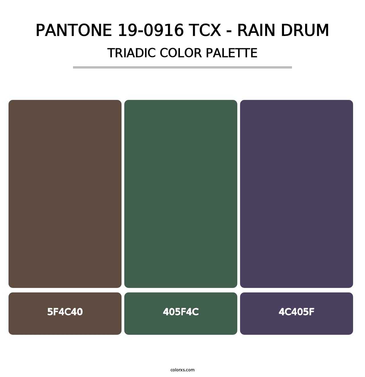 PANTONE 19-0916 TCX - Rain Drum - Triadic Color Palette