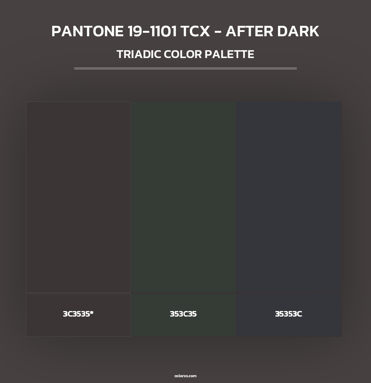 PANTONE 19-1101 TCX - After Dark - Triadic Color Palette