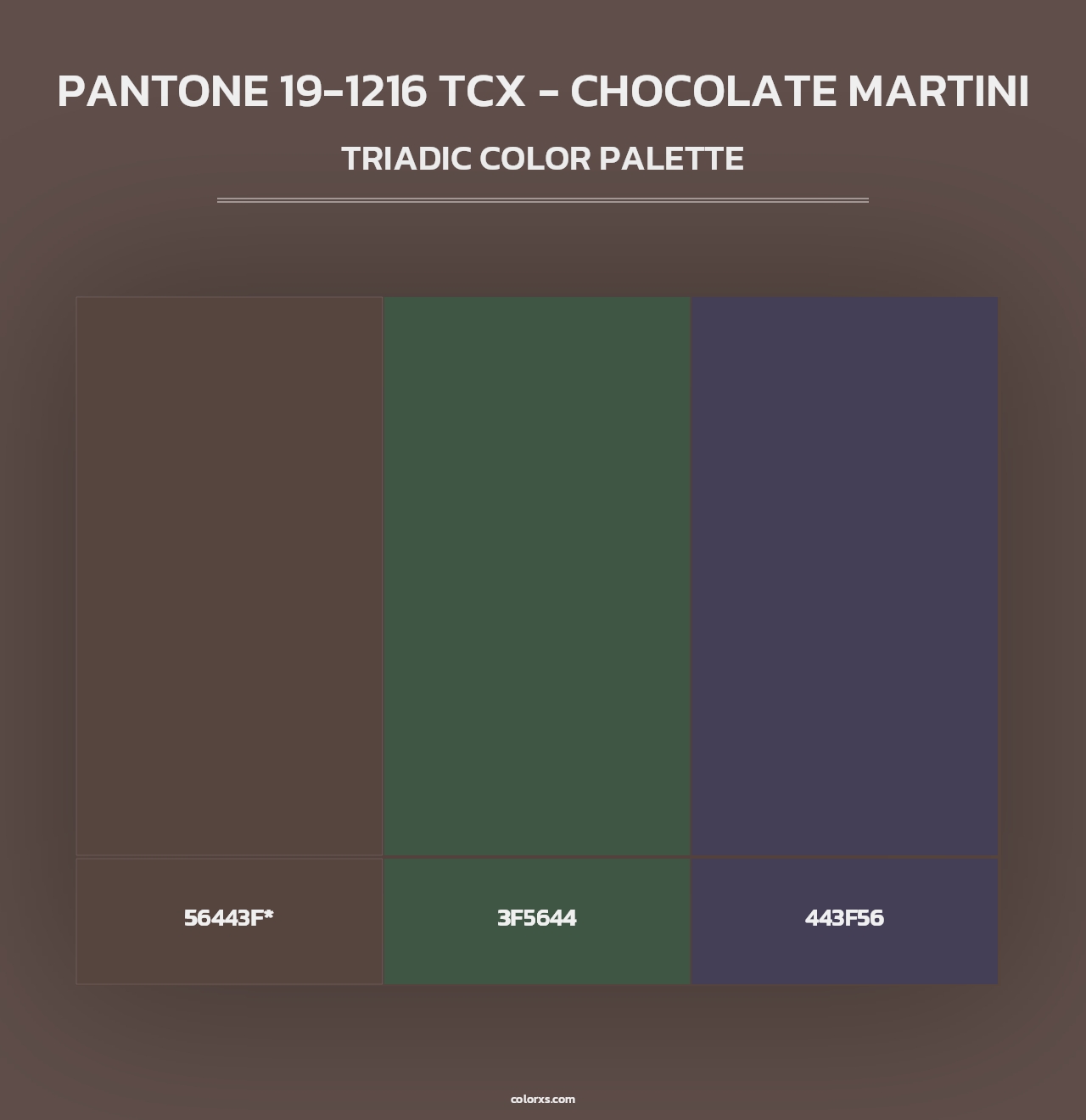 PANTONE 19-1216 TCX - Chocolate Martini - Triadic Color Palette