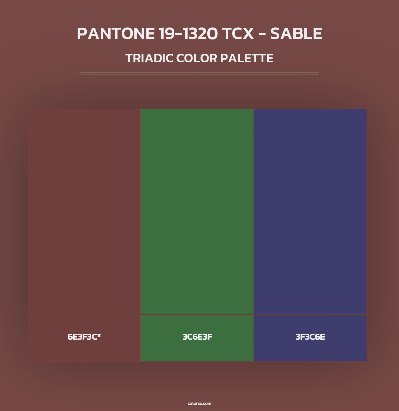 PANTONE 19-1320 TCX - Sable - Triadic Color Palette