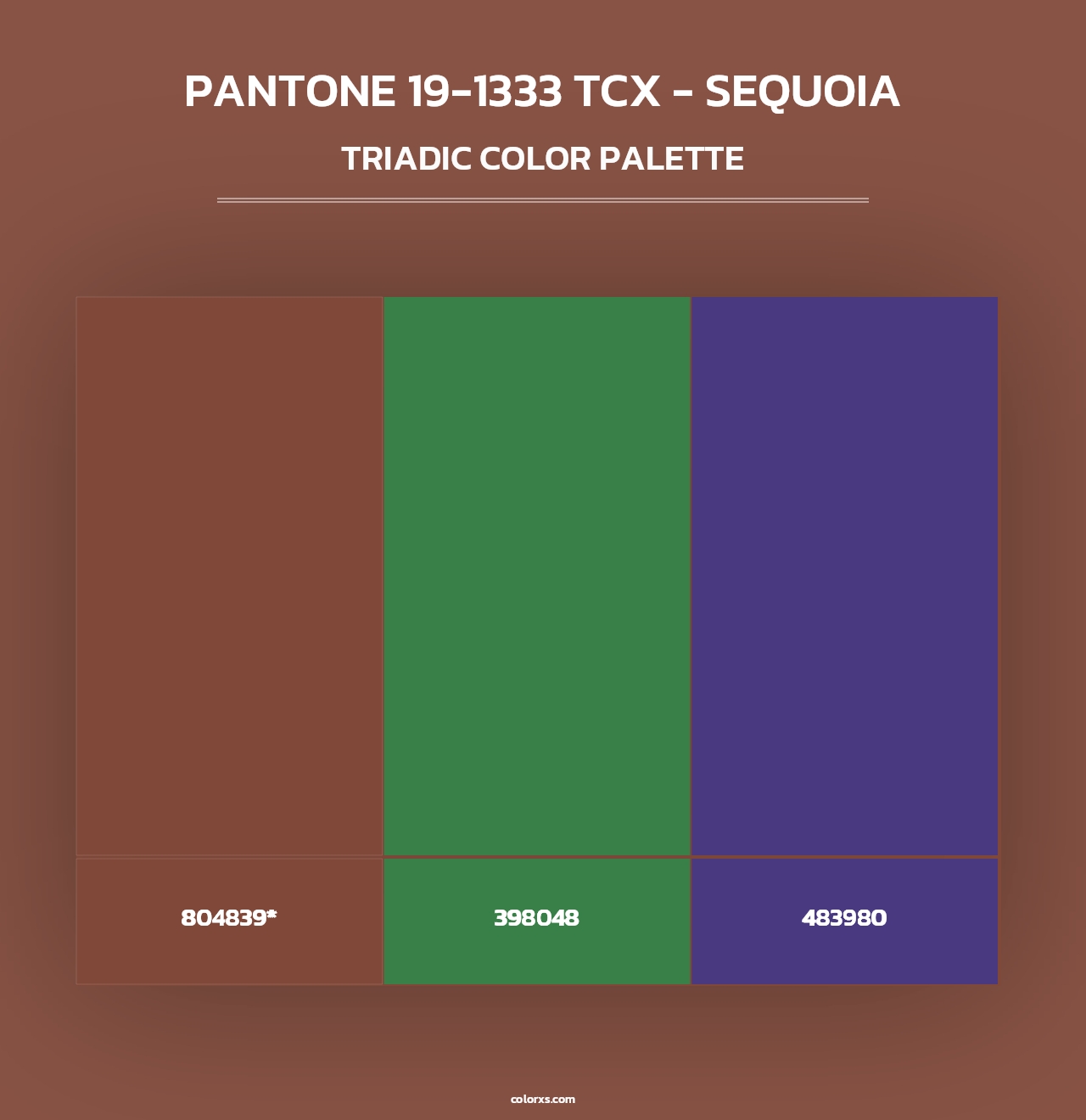 PANTONE 19-1333 TCX - Sequoia - Triadic Color Palette