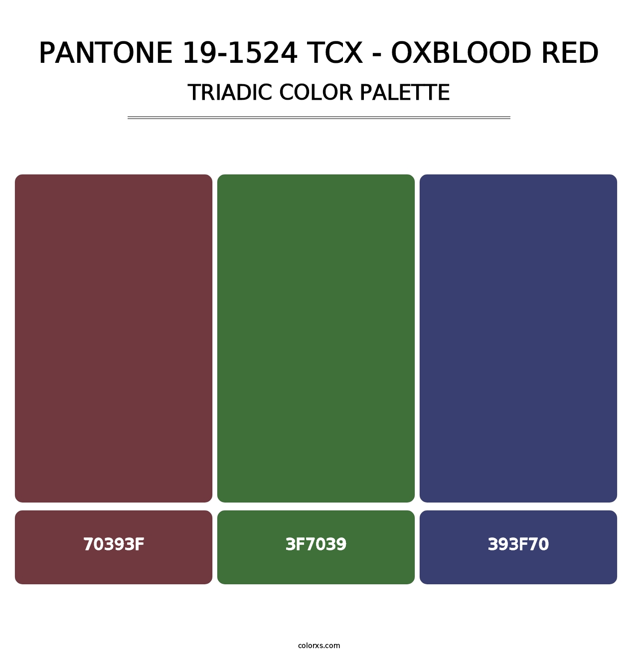 PANTONE 19-1524 TCX - Oxblood Red - Triadic Color Palette
