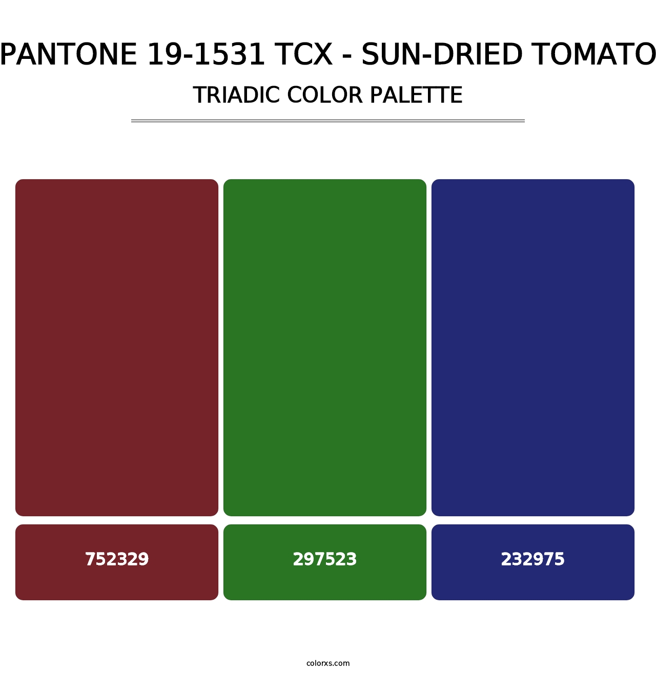 PANTONE 19-1531 TCX - Sun-Dried Tomato - Triadic Color Palette