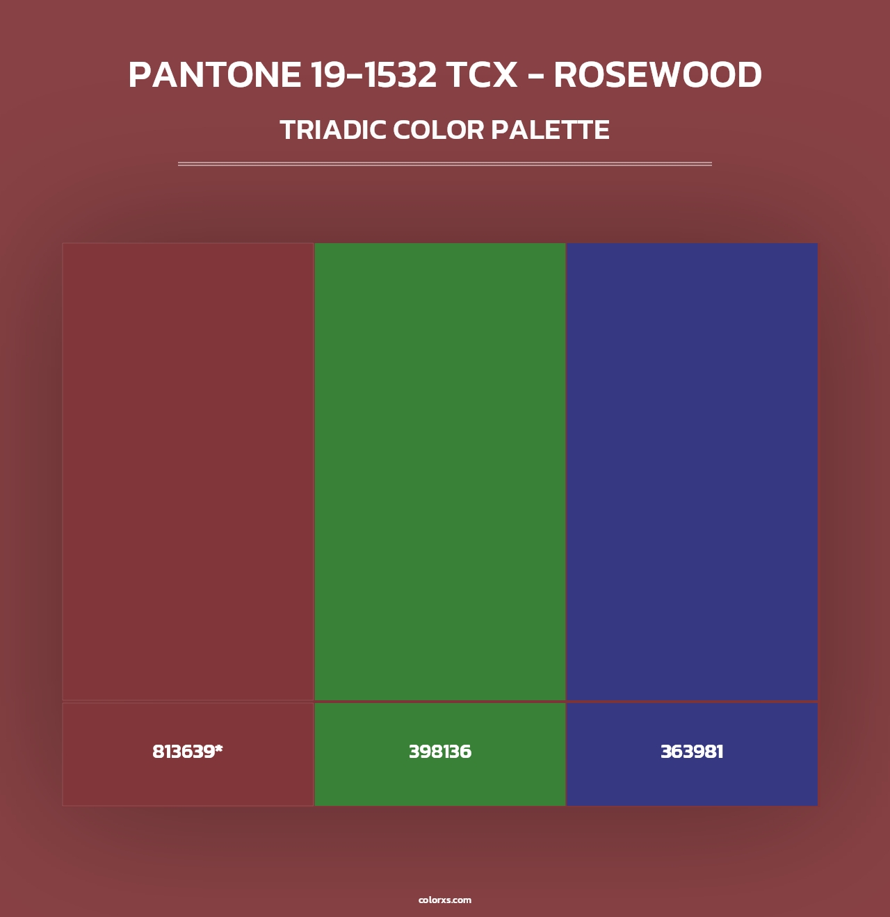 PANTONE 19-1532 TCX - Rosewood - Triadic Color Palette