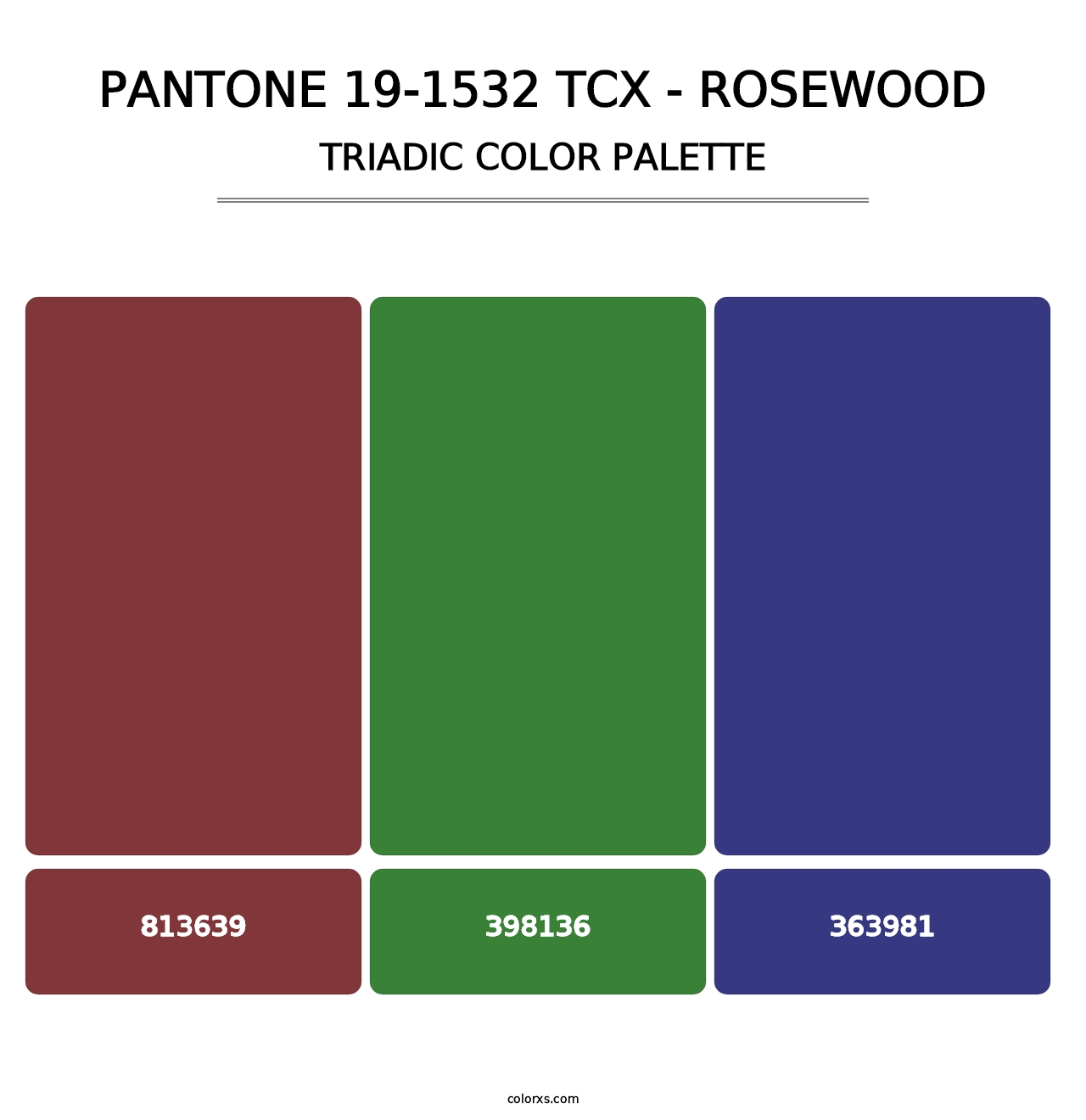 PANTONE 19-1532 TCX - Rosewood - Triadic Color Palette