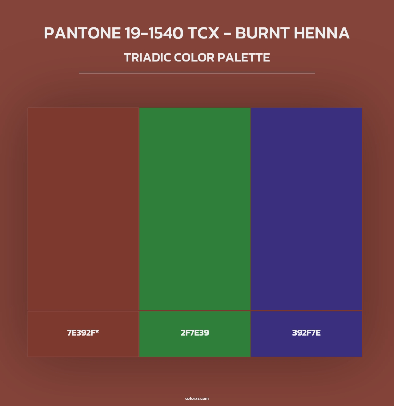 PANTONE 19-1540 TCX - Burnt Henna - Triadic Color Palette