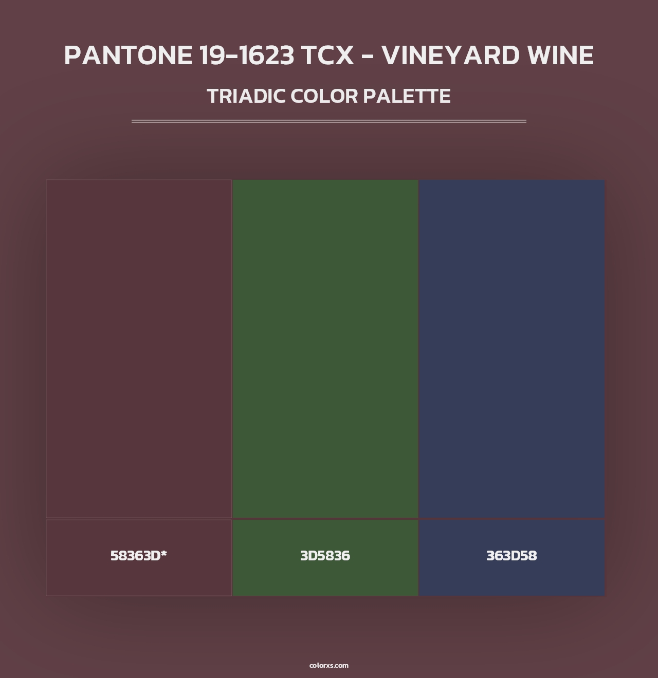 PANTONE 19-1623 TCX - Vineyard Wine - Triadic Color Palette