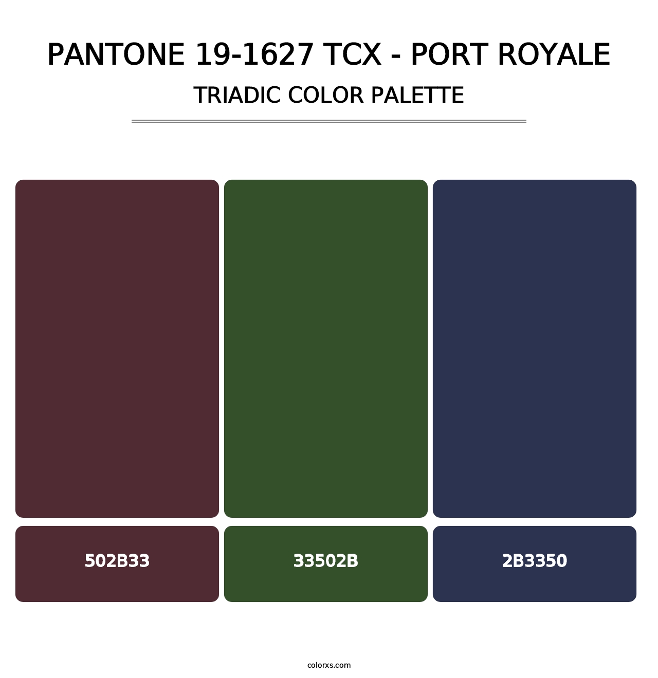 PANTONE 19-1627 TCX - Port Royale - Triadic Color Palette